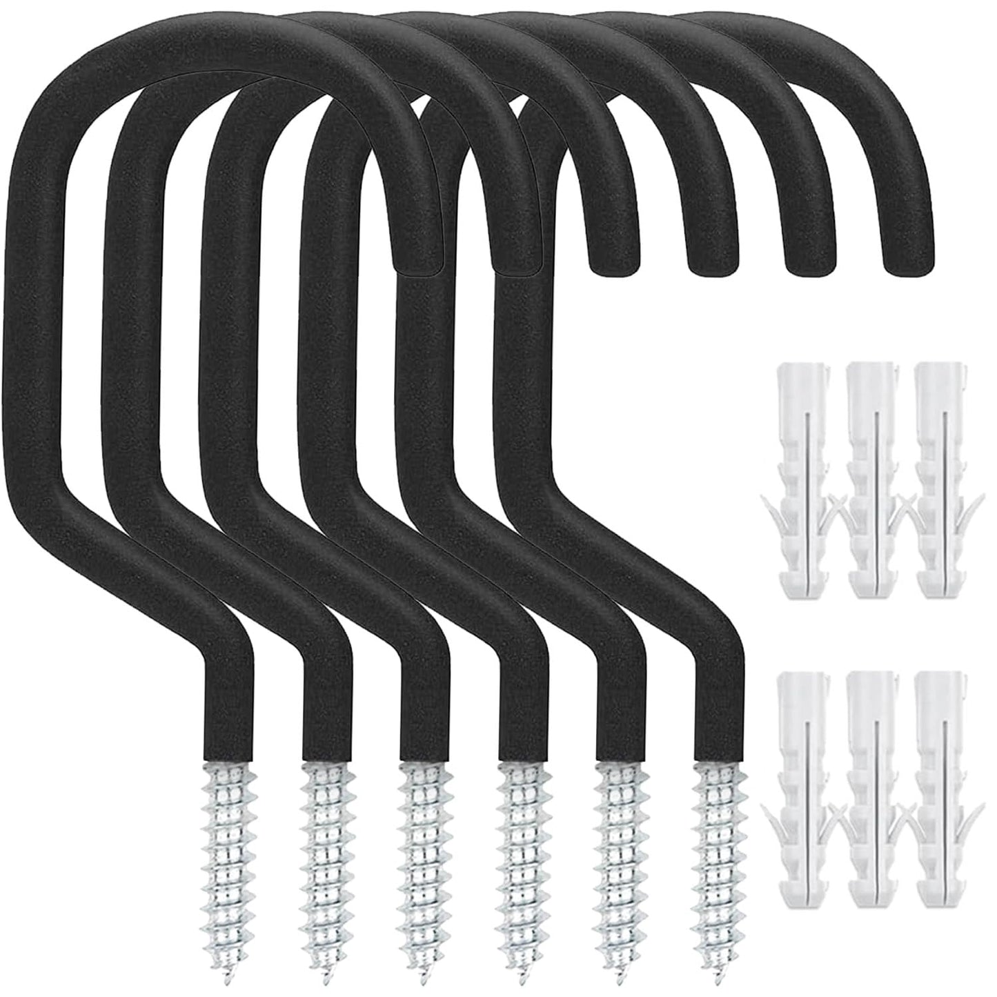 Etoolia 6 Pack Heavy Duty Garage Bike Storage and Utility Hooks-5.7 Inches for Garage Wall and Ceiling-Garage Hooks for Hanging Bicycle,Hose,Cords,and Garden Tools