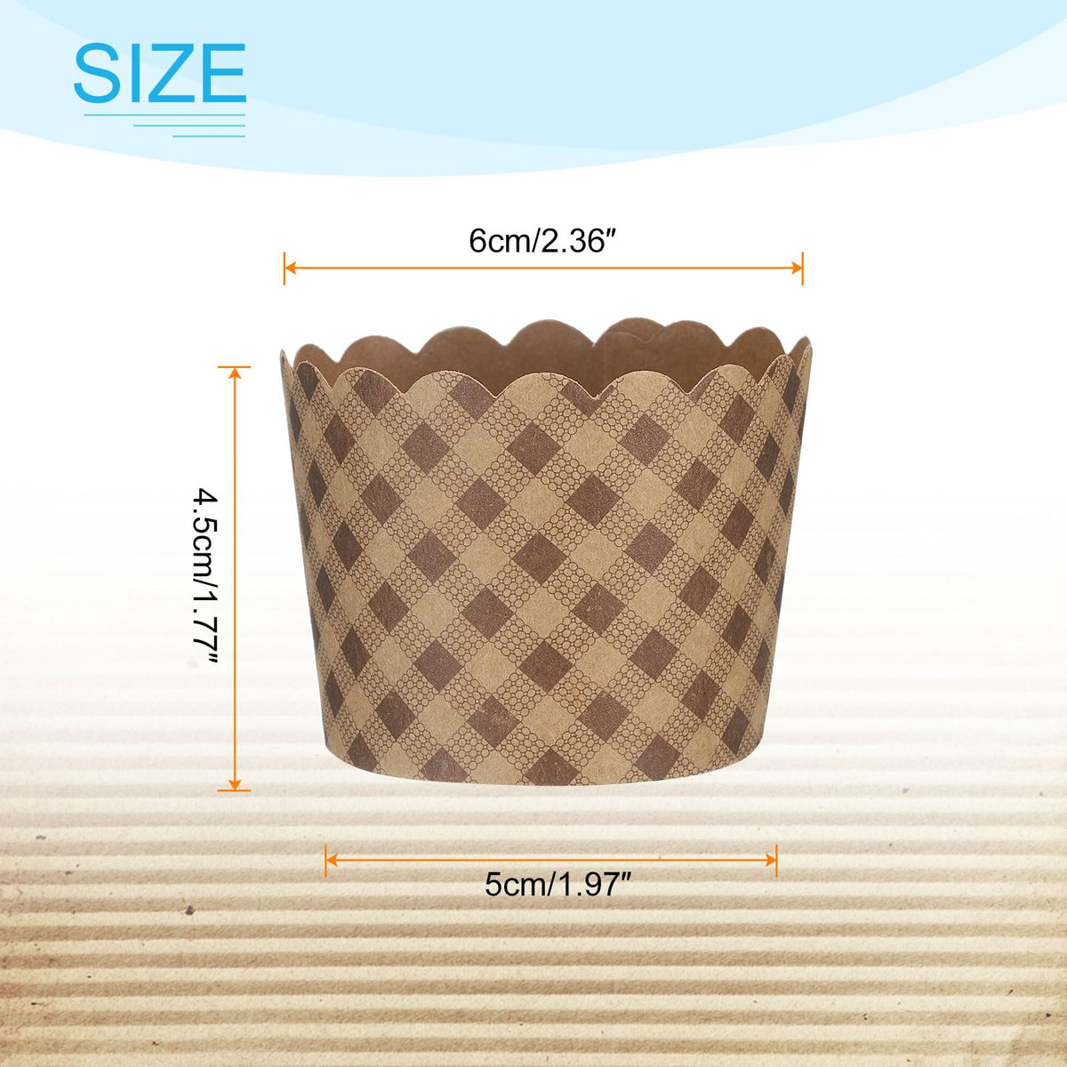 HARFINGTON 100Pcs Paper Baking Cups Small Brown Kraft Paper Muffins Liner Cupcake Greaseproof Disposable Bulk Wrappers for Wedding Birthday Graduation, Plaid