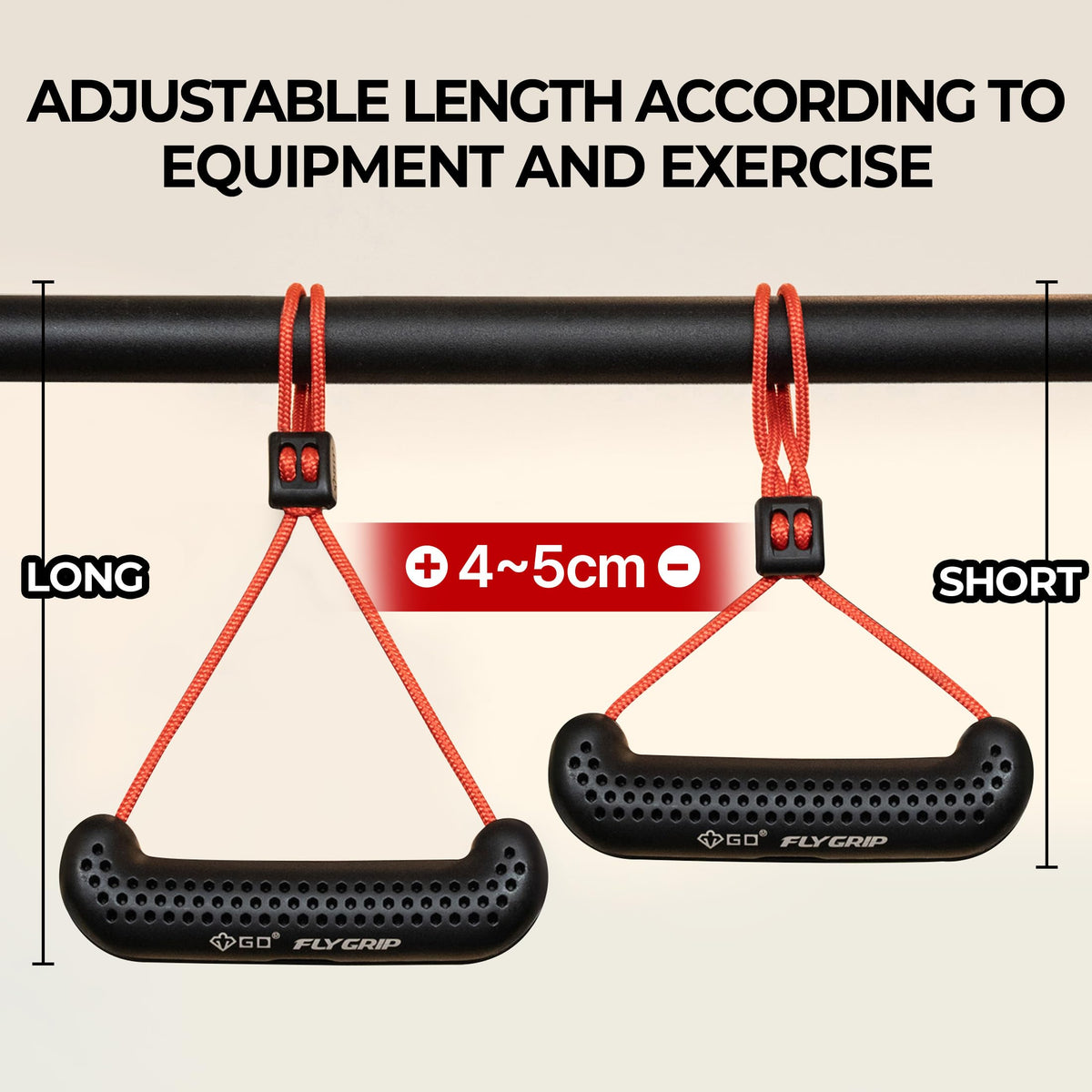 GD Fly Grip Pull Up Handles for Neutral Grip & LAT Pull Down Attachments – Perfect Grips for T-bar Row, D Handle Cable Attachment, Gym Equipment (Red Grip(Black Strap))