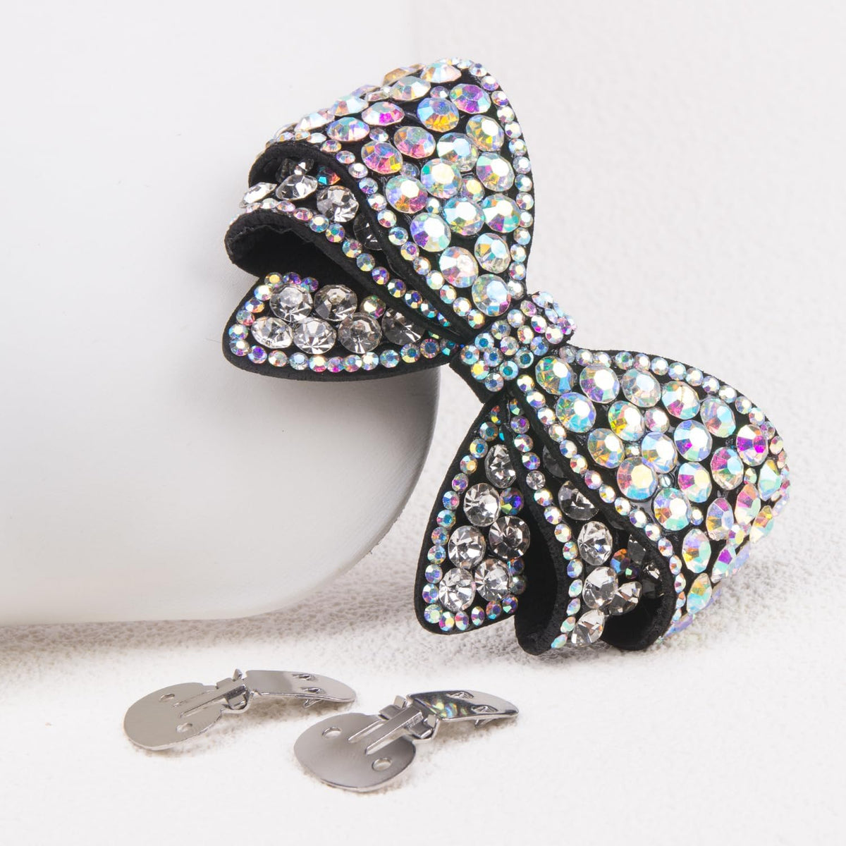 KOOBOOK Rhinestone Bow Shoe Clips - Sparkly Fashion Accessories for Brighter Shoes | 2 Pcs