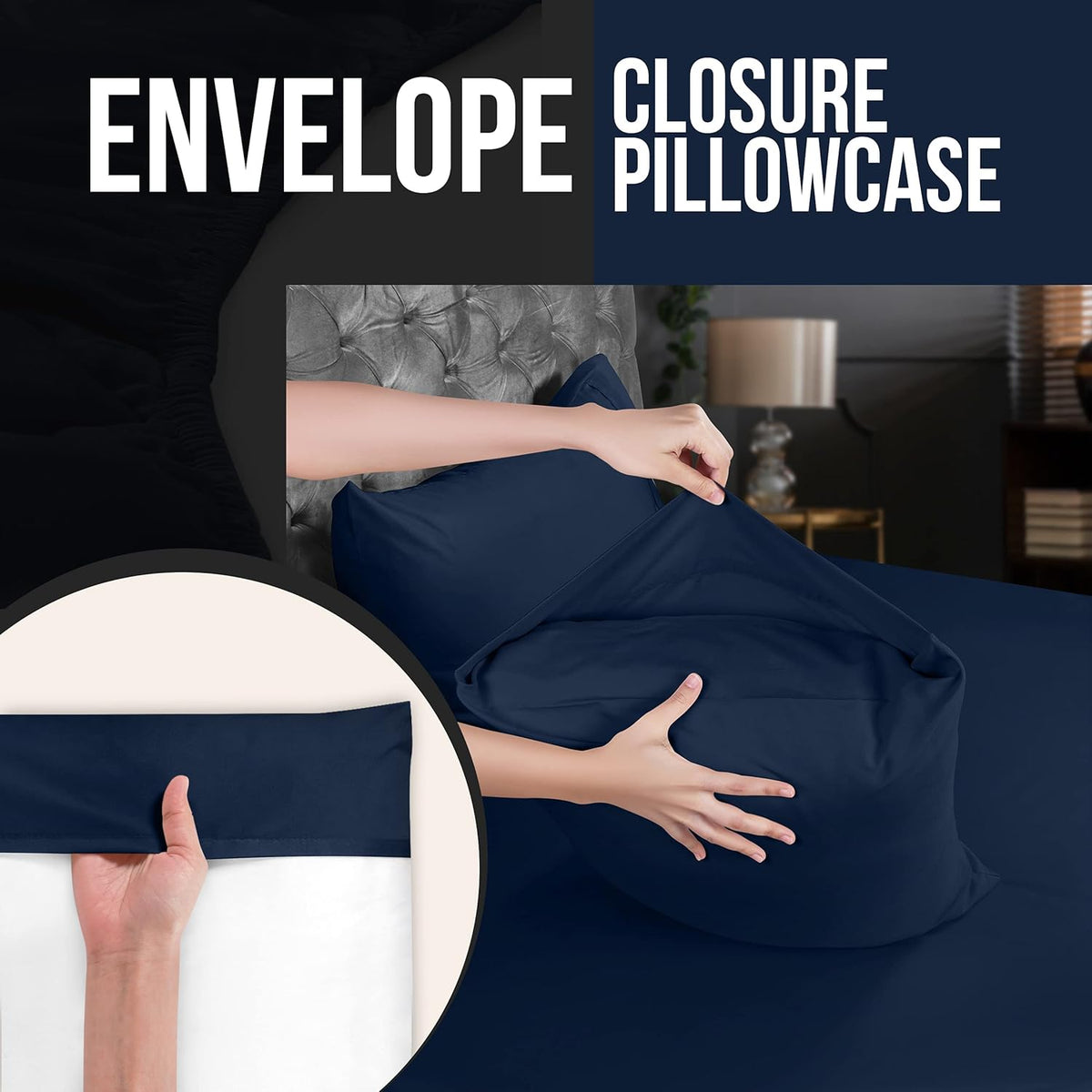Utopia Bedding Standard Pillow Cases - Soft Brushed Microfiber - 4 Pack, Navy - Fade & Shrinkage Resistant, 20 x 26 Inches
