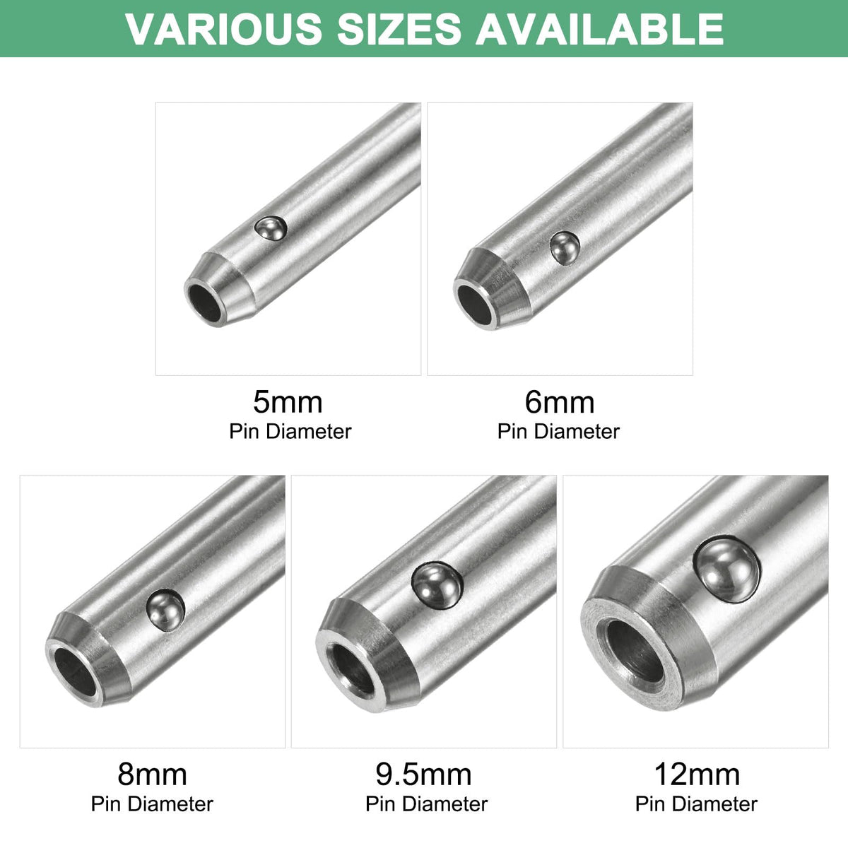 M METERXITY Push-Button Ball Locking Pin, 3/16" [5mm] Dia., 1-3/16"[30mm] Usage Length Ring Quick Release Lock Pins W Lanyard Cable for Speaker/Aviation/Gym/Machine [304 Stainless Steel]