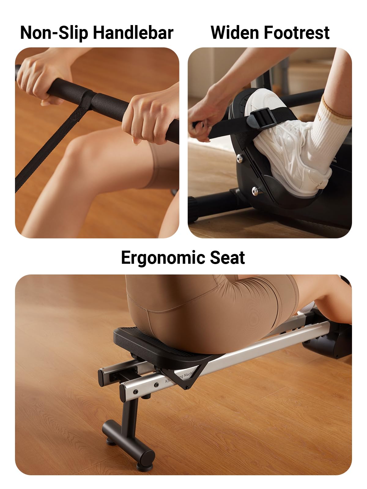 KINGSMITH Magnetic Rowing Machines for Home, 350LBS Capacity, APP Supported, Row Machine with 24-Level Quiet Resistance, LED Display, Compact Rowing Machine Foldable, Plug-in Version