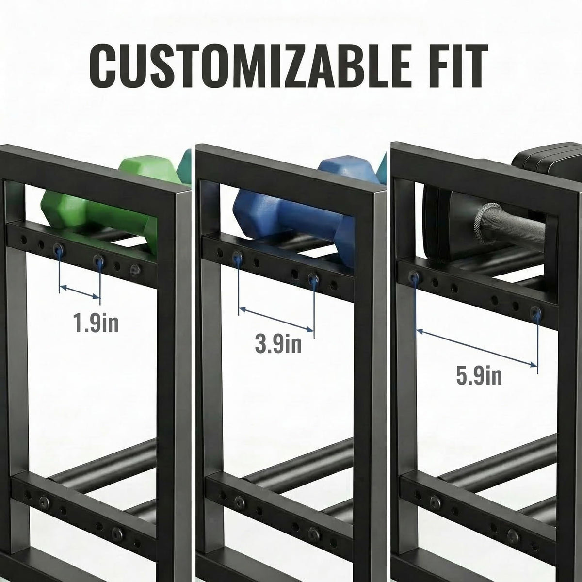 Kynbnire Dumbbell Rack, Adjustable 2-Tier Weight Rack for Home Gym, Compact Small Dumbbell Storage Rack for Dumbbells, Kettlebells and Weight Plates