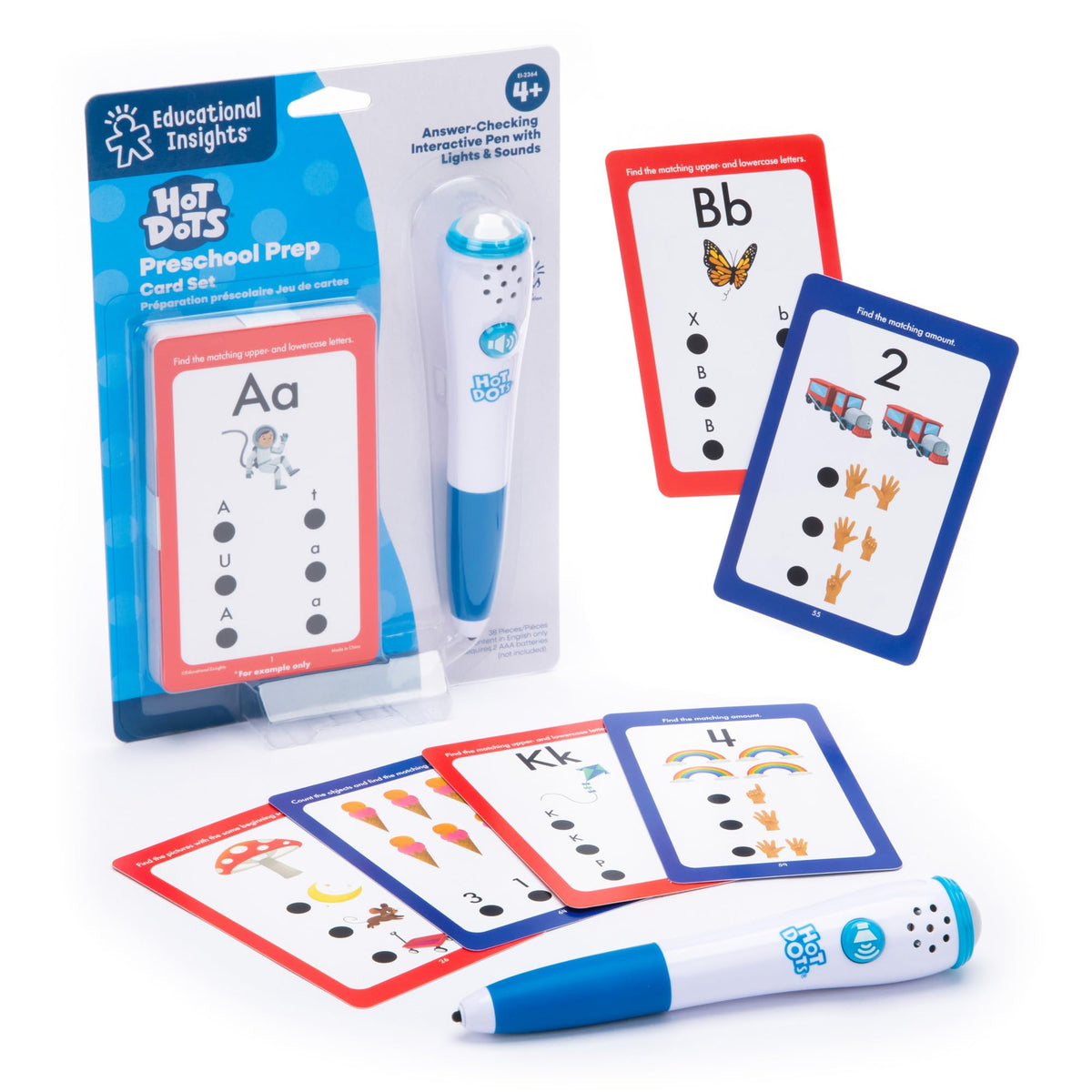Educational Insights Hot Dots Preschool Prep Set – Toddler ABC Flash Cards with Interactive Pen, Preschool Learning Activities, Reading & Math Workbooks, Learn to Read for Kids ages 4+