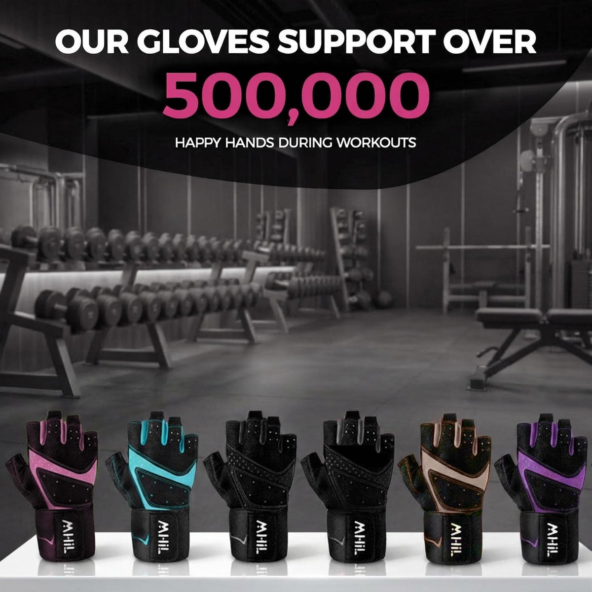 MhIL Workout Gloves for Women – Breathable Gym Gloves for Women with Palm Protection and Enhanced Grip – Padded Weight Lifting Glove for Womens with Wrist Wraps Support Weightlifting Exercise Cycling