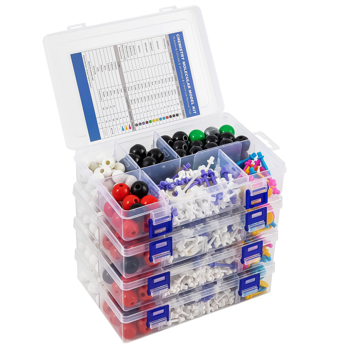 HFKPJRT Molecular Model Kit, 208 Pcs Molecular Model Kit Organic Chemistry, Atom Element Model Kits for Lessons in Chemistry, Gift for Teachers and Students to Raising Space Imagination 4 Set