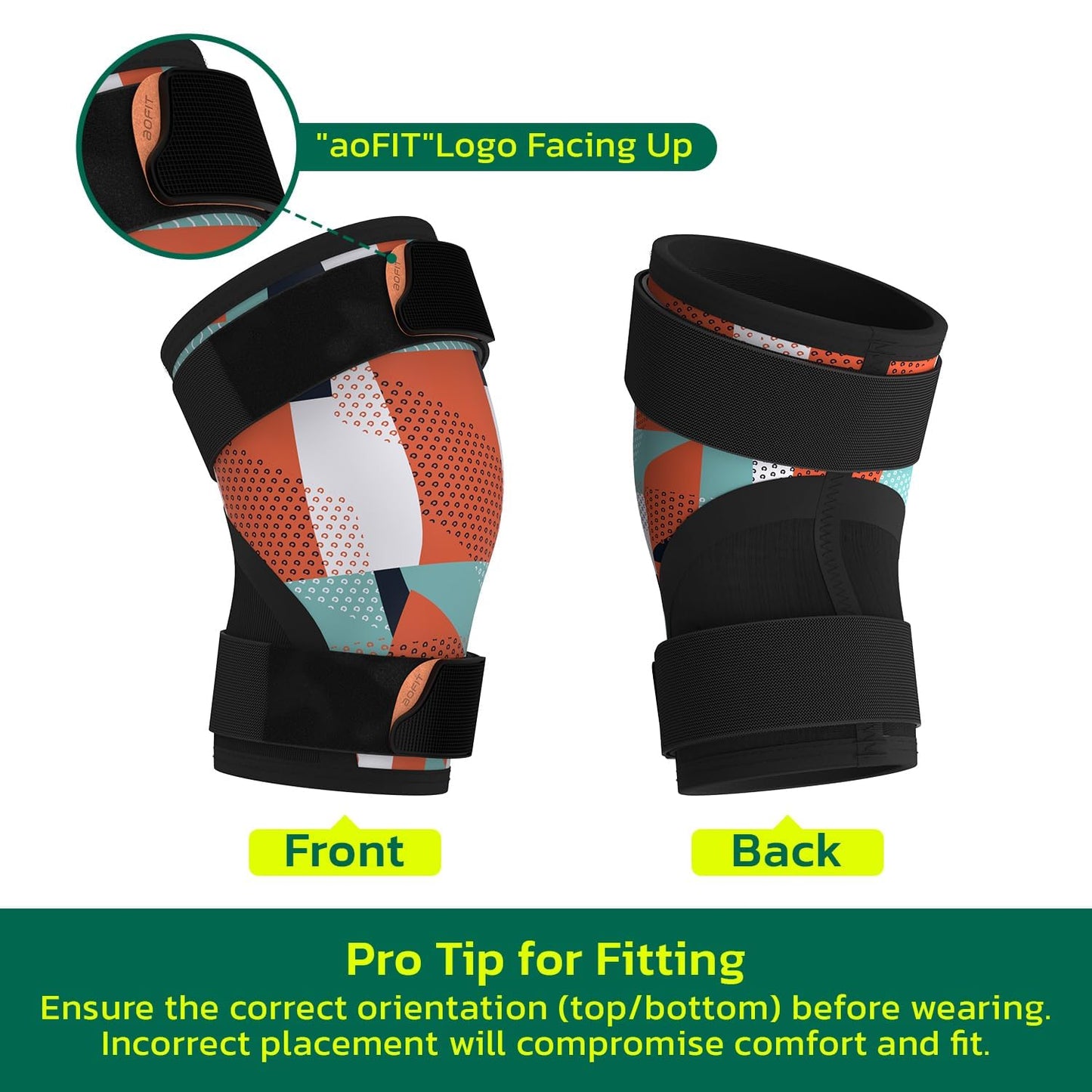 aoFIT Knee Brace (1 Pair) Adjustable Strap 7mm Neoprene Knee Compression Sleeve Knee Support for Men Women for Training & Fitness, Weightlifting, Onyx XX-Large
