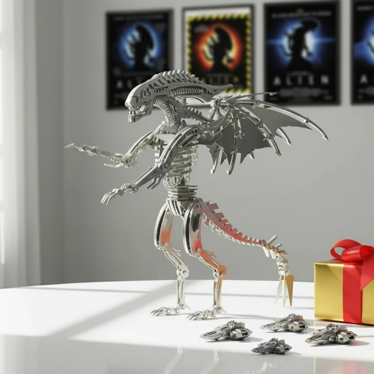 KOLOTESANE 3D Metal Puzzle for Adults, Alien Beast Animal Mechanical Model Kit, Precision Laser-Cut DIY Assembly Desk Sculpture, Unique Steampunk Home Decor Gift for Men and Teens