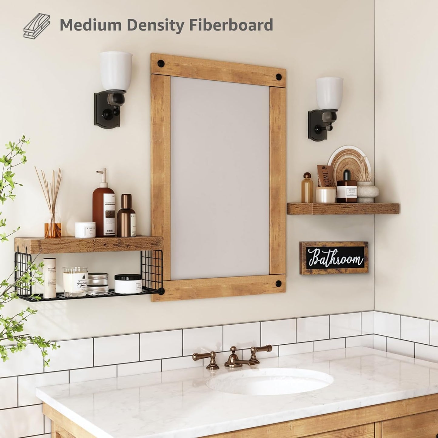 QEEIG Bathroom Shelves - Over Toilet Storage Set of 3 | Stylish Bathroom Decor Bundle