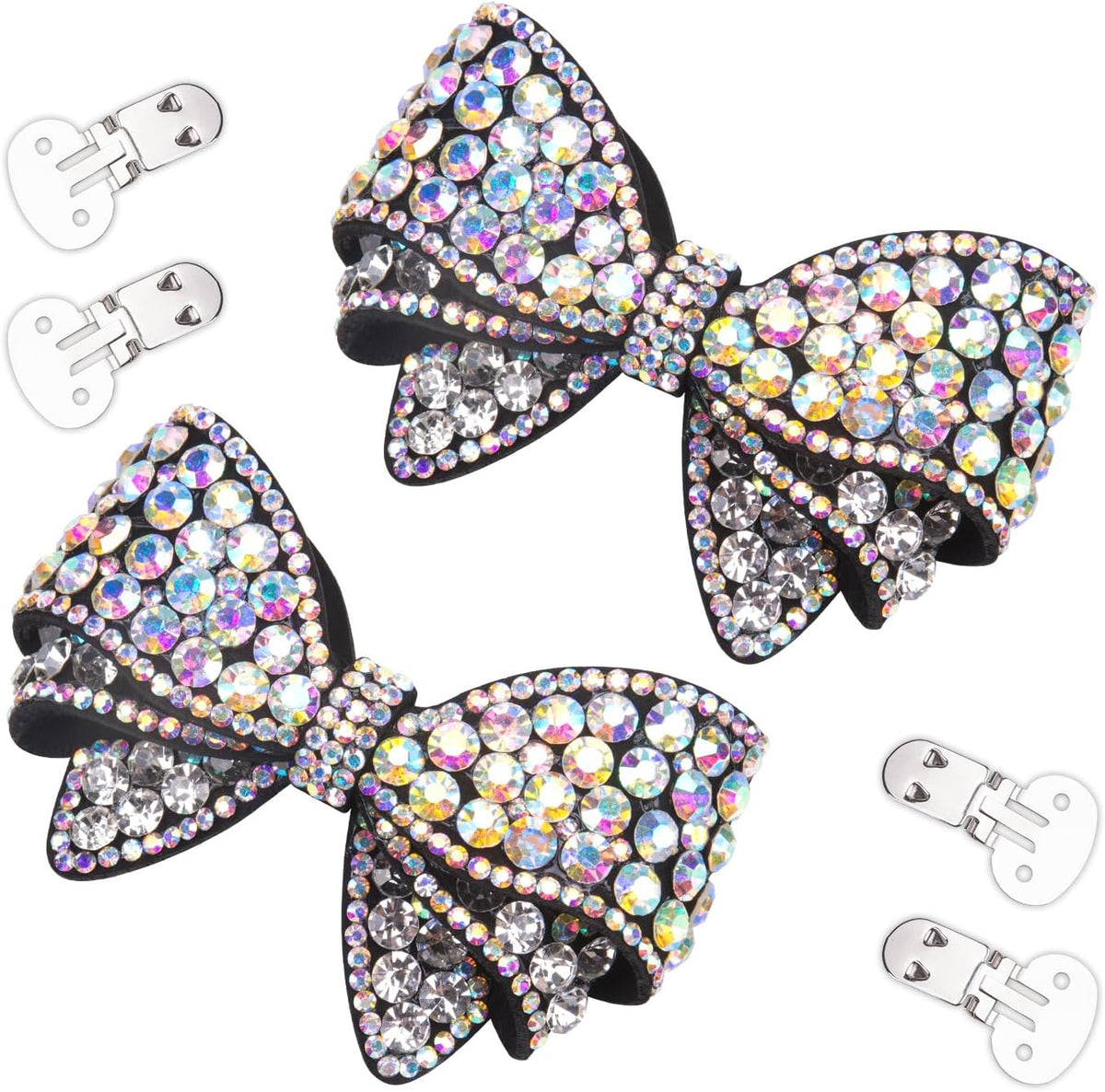 KOOBOOK Rhinestone Bow Shoe Clips - Sparkly Fashion Accessories for Brighter Shoes | 2 Pcs