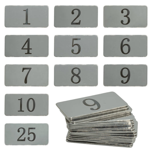 StayMax Rectangle Metal Numbered Tags Stainless Steel Number Tag Key Tags with No Holes (1-25)