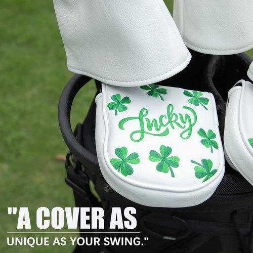 Golf Mallet Putter Head Cover, Magnetic Closure Leather Golf Headcovers Mallet Putter Cover for Golf DF3 Putter Golf Mallet Putter Cover for OZ1 MEZZ 1 MEZZ1 MAX (for DF3 Mallet Putter(Lucky Clover))