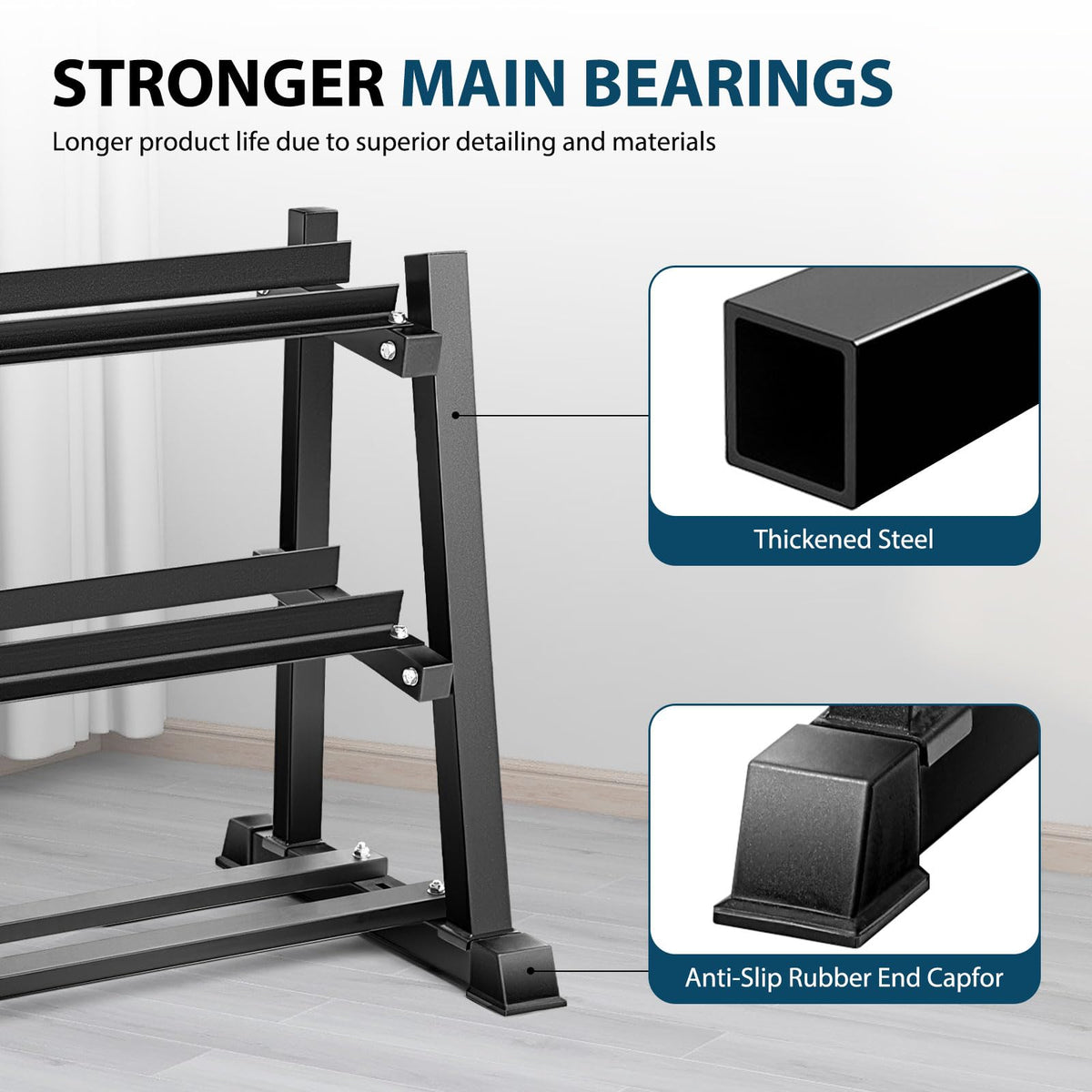 Bongkim Dumbbell Rack, Weight Rack for Home Gym, 3 Tier Weight Plate Rack for Dumbbells and Kettlebells, Dumbbells Weights Rack for Home 1100LBS