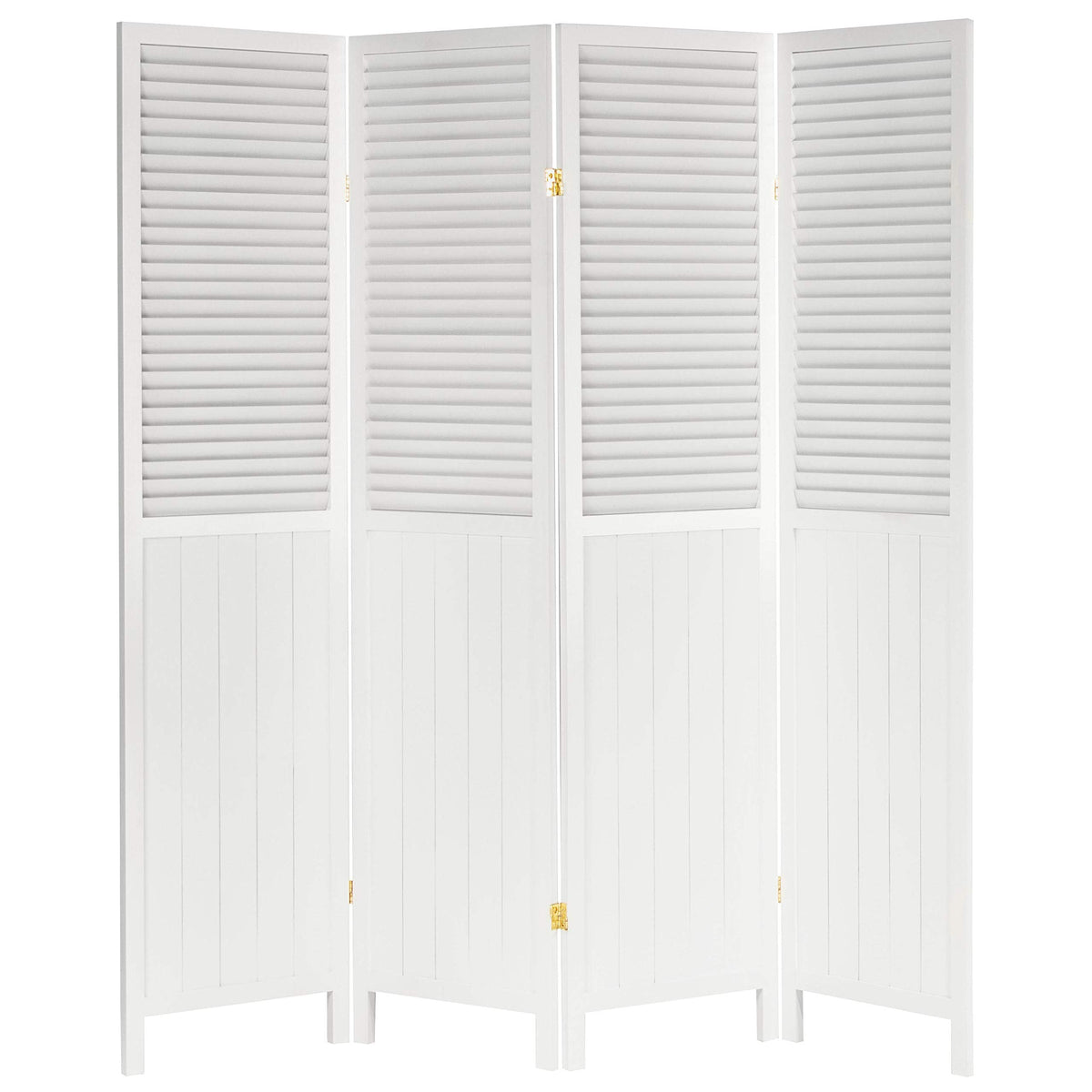 Red Lantern 6 ft. Tall Louvered Beadboard Room Divider White 4 Panel