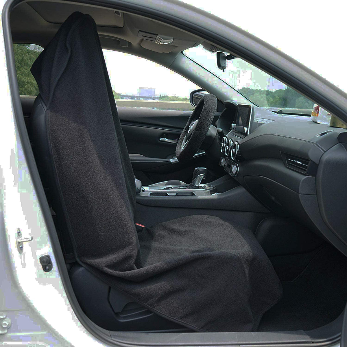 LoyaGour Car Seat Cover Protector Front Seats,for Gym Workout,Running,Swimming,Beach and Hiking,Waterproof Sweat Towel Bucket Seat Covers for Cars SUV Trucks (Black, 2Pcs)