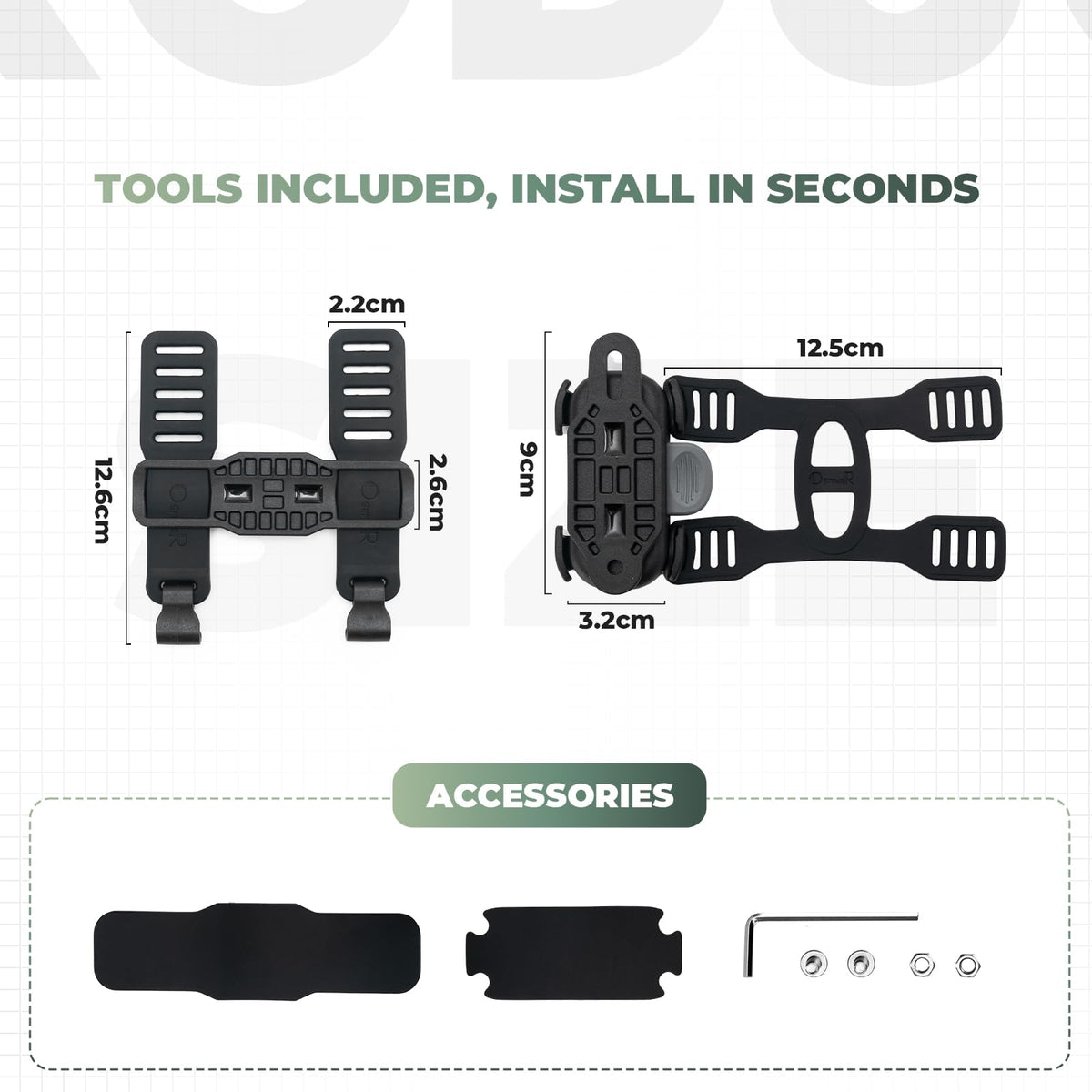 ROCKBROS Magnetic Strap Water Bottle Holder with Quick-Release Button for Road Bikes, Mountain Bikes, Scooters, Backpacks, and Folding Bikes