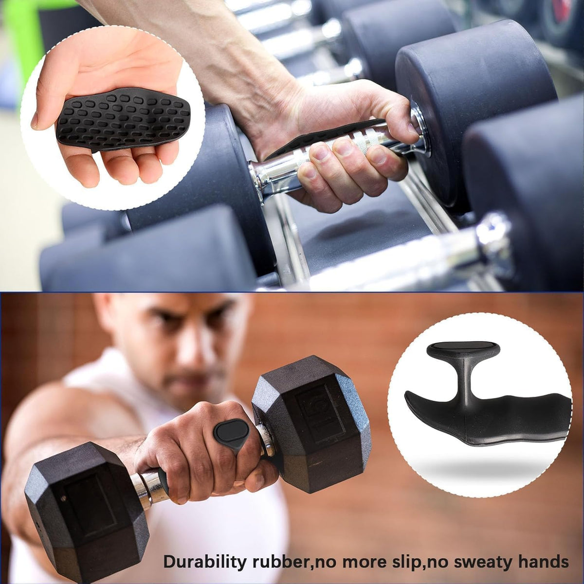 Anti-Slip Workout Grips，Rubber Hand Protector Gloves Improves Grip Strength ，Workout Gloves for Weight Lifting,ryptfit Grips,Pull Up,Dumbbell,Training，Applicable for Both Men and Women (Black)