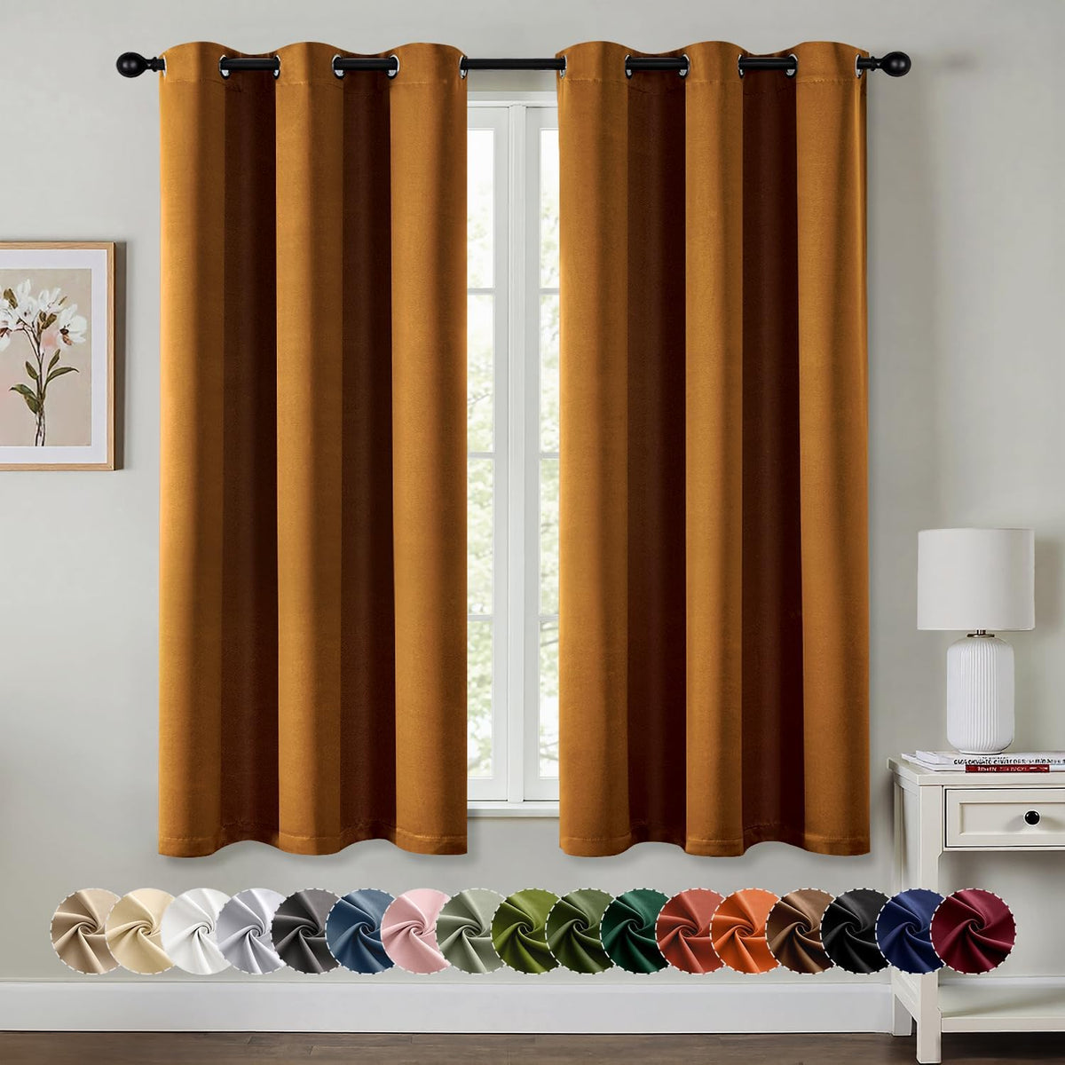 MIULEE Blackout Curtains - Thermal Insulated Room Darkening Drapes for Bedrooms & Living Rooms | 40 x 45 Inches, 2 Panels