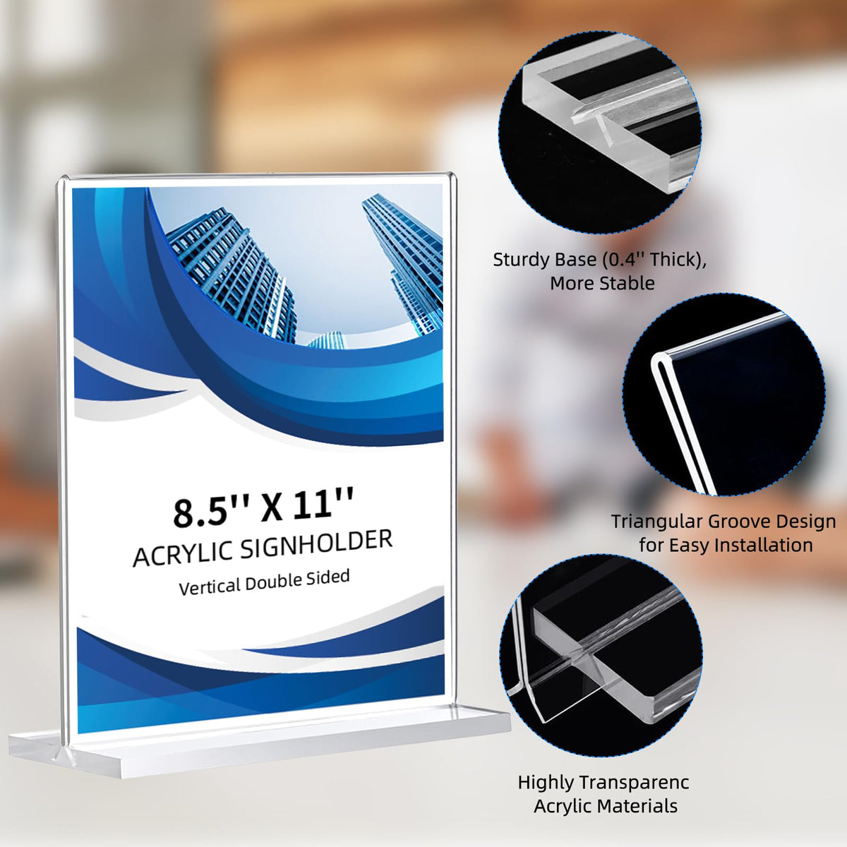 18 Pack Acrylic Sign Holder 8.5 x 11, Double-Sided Clear Sign Holder Plastic Stands for Display, T Shape Acrylic Table Sign Stands for Office Store Restaurants Wedding Party Decoration