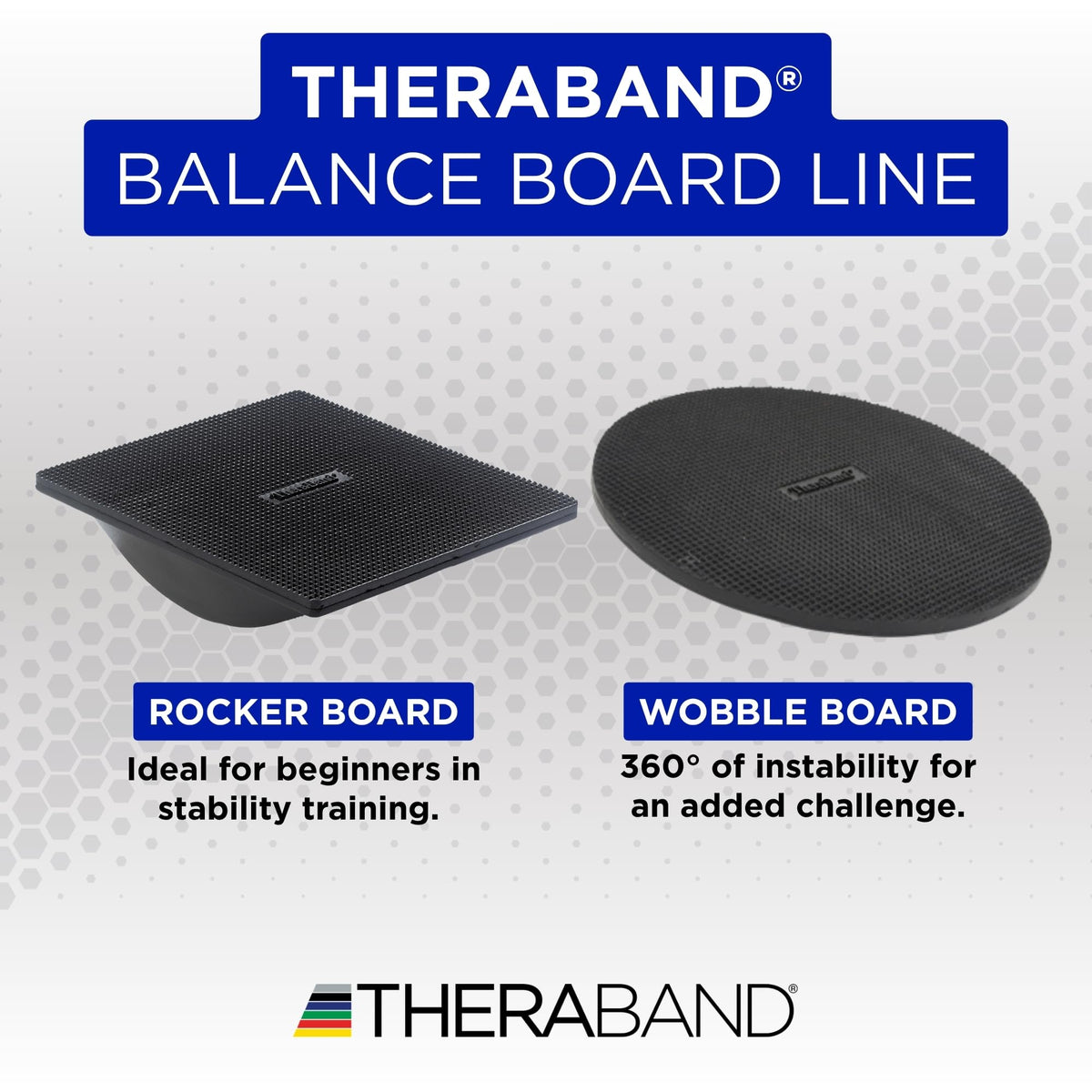 THERABAND Wobble Board Stability and Balance Trainer, Round Wobble Board, Core Strength Balance Disc for Adults, Physical Therapy, Agility Training, Compact Non-Slip Design