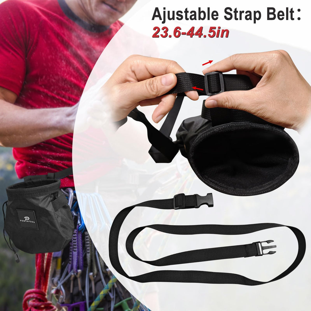 Chalk Bag for Rock Climbing & Bouldering: Outdoor Indoor Chalk Bag for Men & Women Climbing Equipment & Accessories