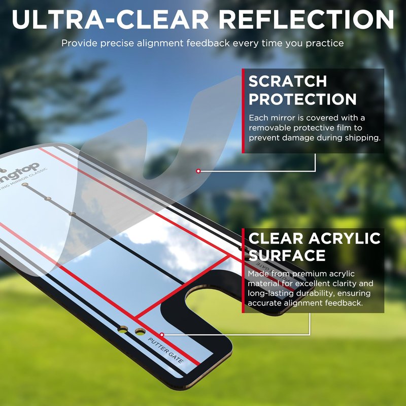 KINGTOP Classic Golf Putting Mirror - Portable Alignment Putting Training Aids for Consistency & Accuracy - Ideal for Indoor | Outdoor Practice, with Carry Bag and Golf Tees