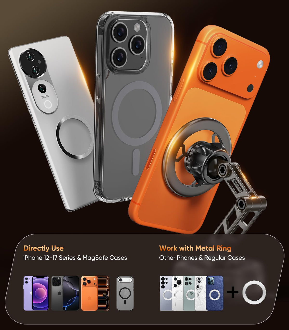 CRUIHOG Car Phone Holder,3-AXIS Telescopic Arm Magnetic Phone Mount, 360° Rotatable & Adjustable & Foldable Vacuum Suction Phone Stand,Phone Holders for Your Car/Dashboard/Windshield/Gym/Mirror