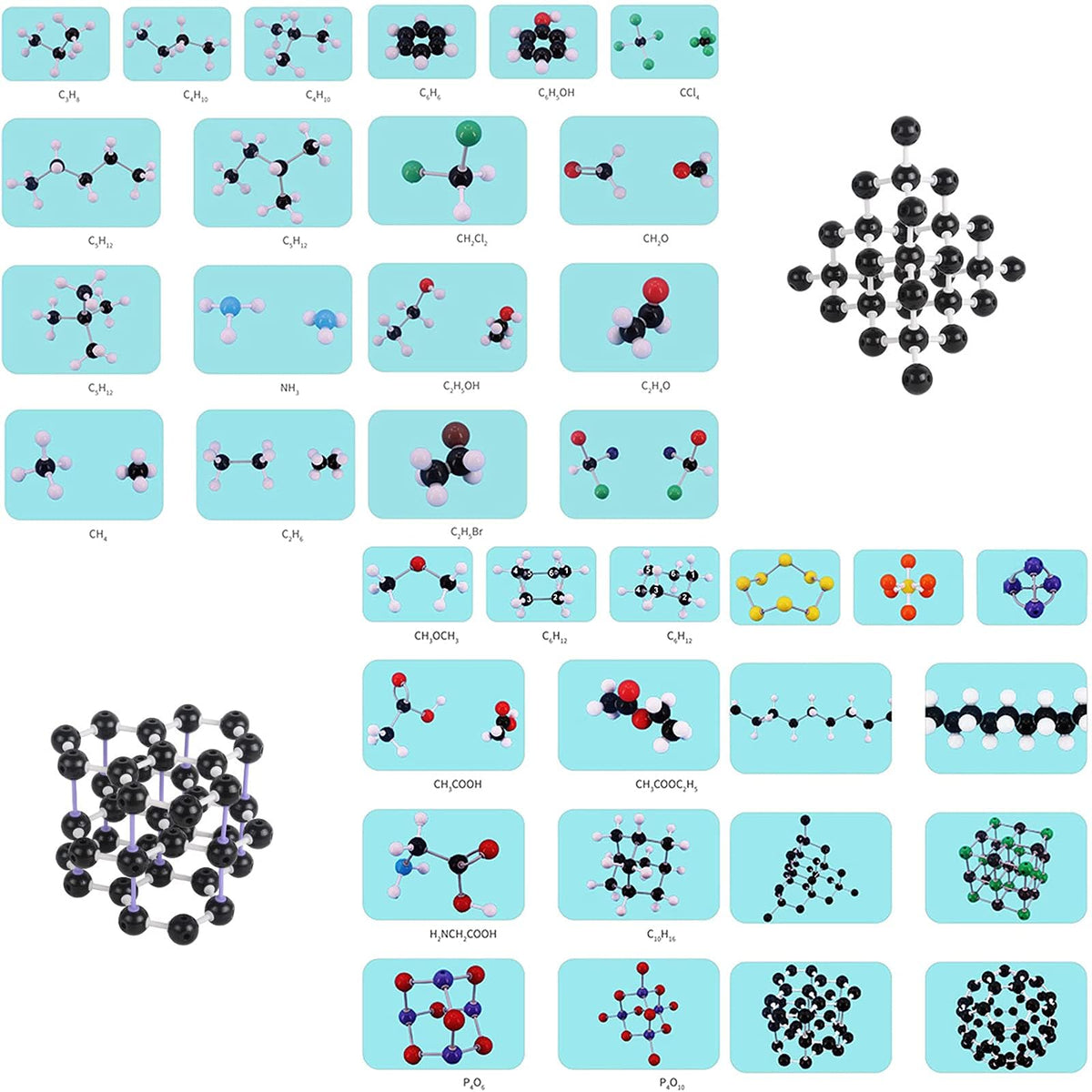 YCWF Chemistry Model Kit,974 Pcs Molecular and Atomic Model Kit for Organic and Inorganic Chemistry Learning,Chemistry Structure Kit with Atoms,Bonds & Orbitals for Teacher, Student