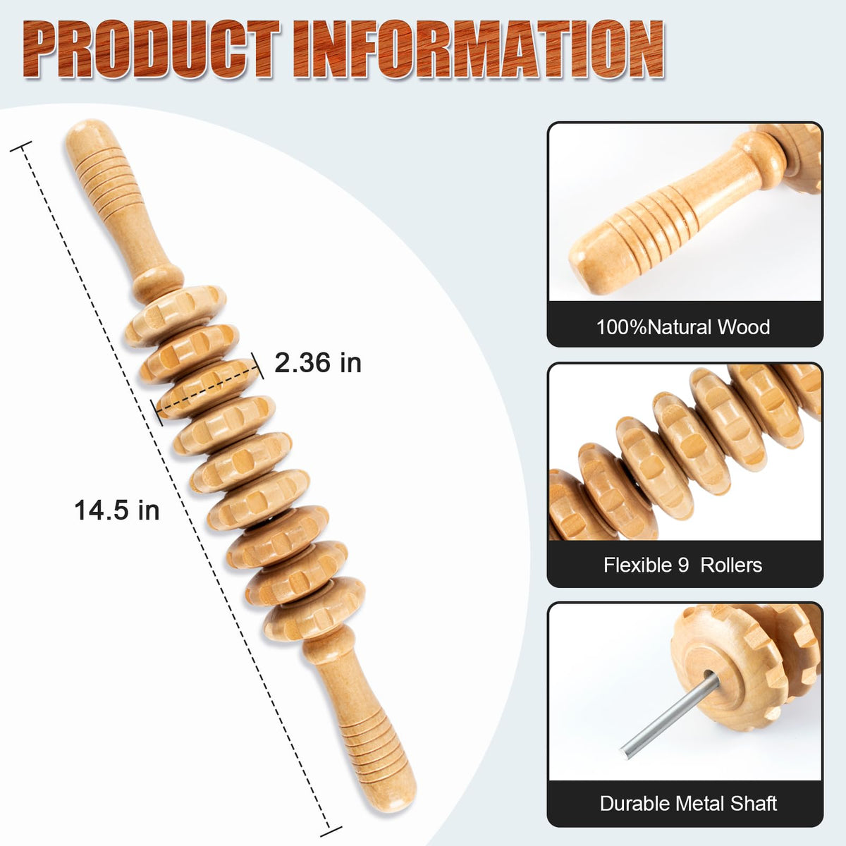 KintKita Wood Therapy Massage Tools,Wooden Massager Stick Roller Lymphatic Drainage Tool,Maderoterapia Kit Self Massage Roller Tool for Cellulite Reduction,Muscle Tension and Body Shaping,Contouring
