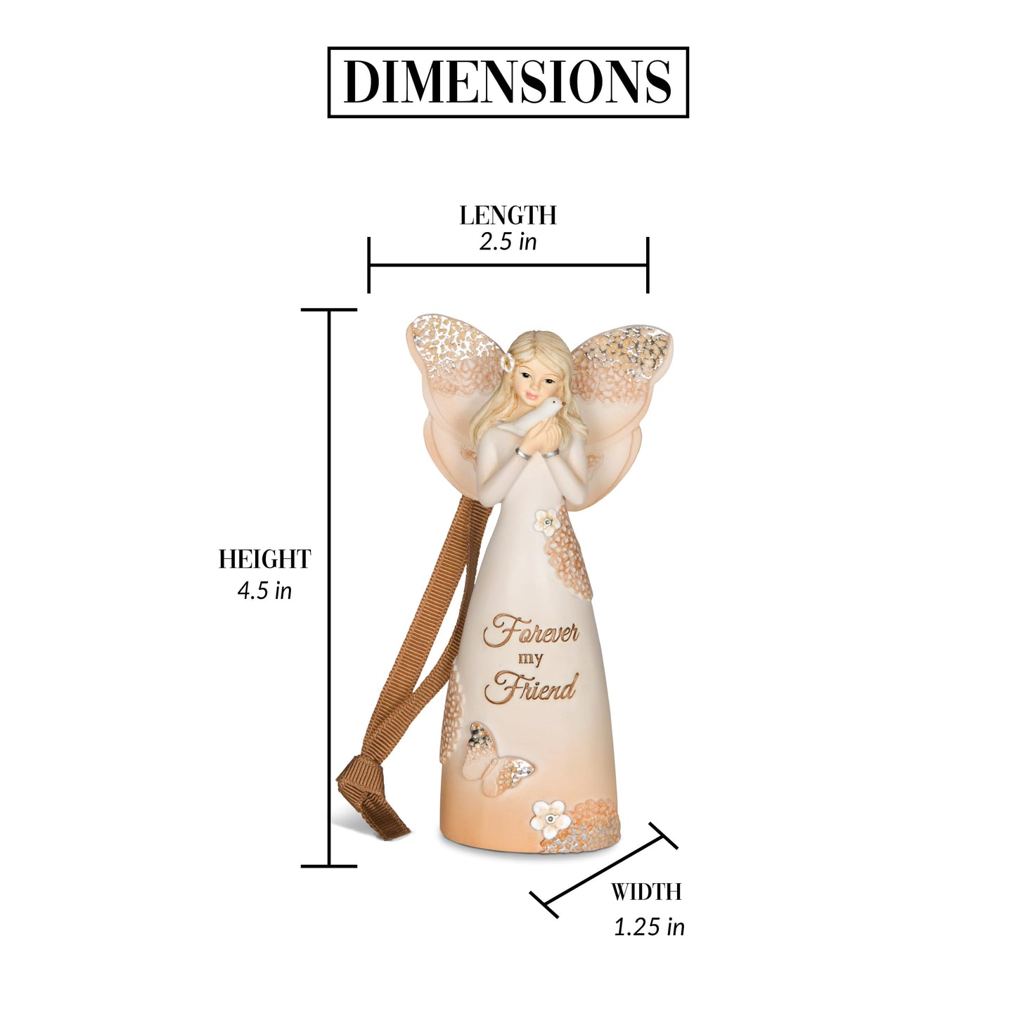 Pavilion Gift Company 19080 Forever Friend Angel Figurine/Ornament, 4-1/2-Inch, Gold
