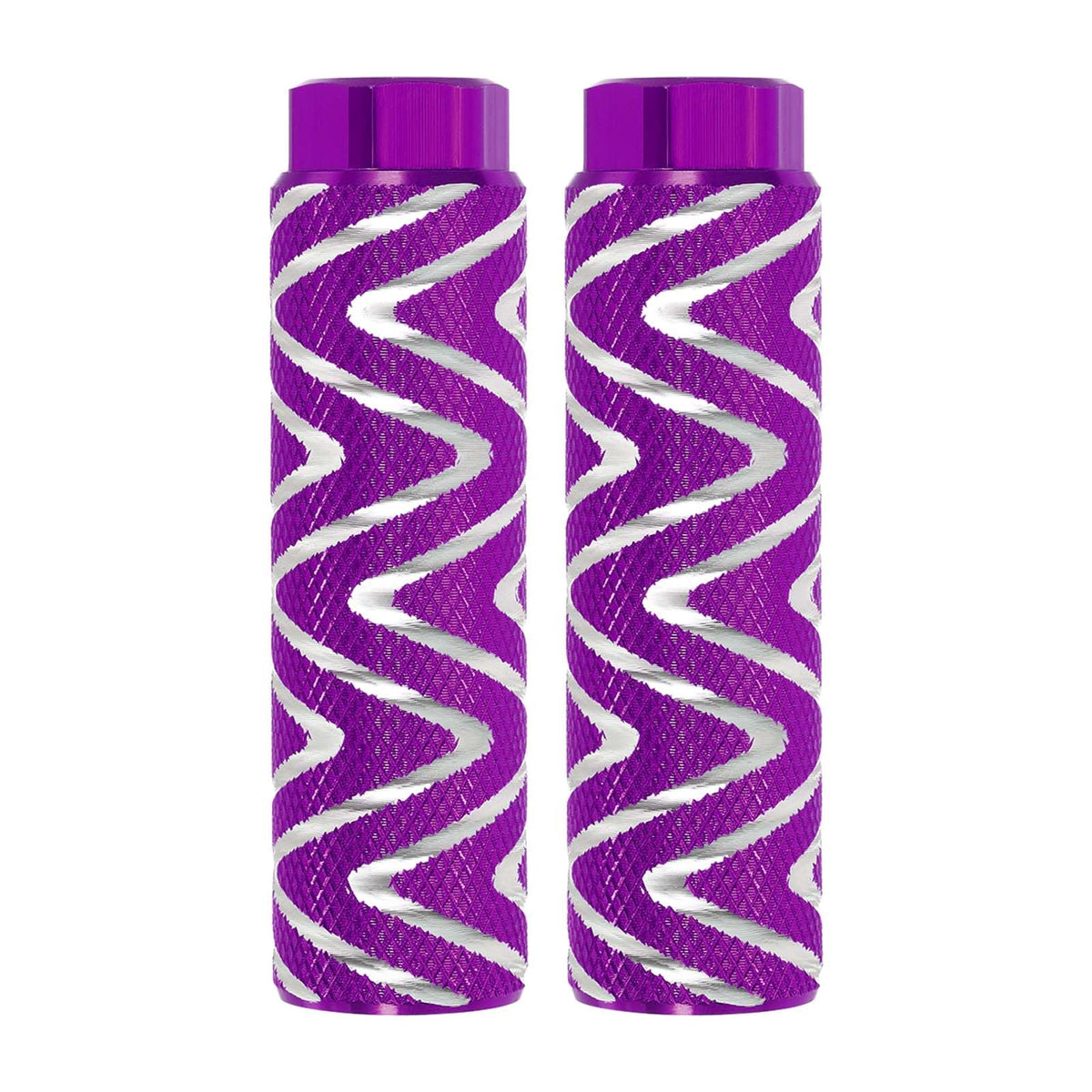 PATIKIL Bike Pegs Fit 3/8 Inch Axles, 2 Pack Aluminum Alloy Anti-Skid Lead Foot Small Bicycle Peg Back Seat Stands with Stripe for BMX Mountain Dirt Bike Cycling Rear, Purple