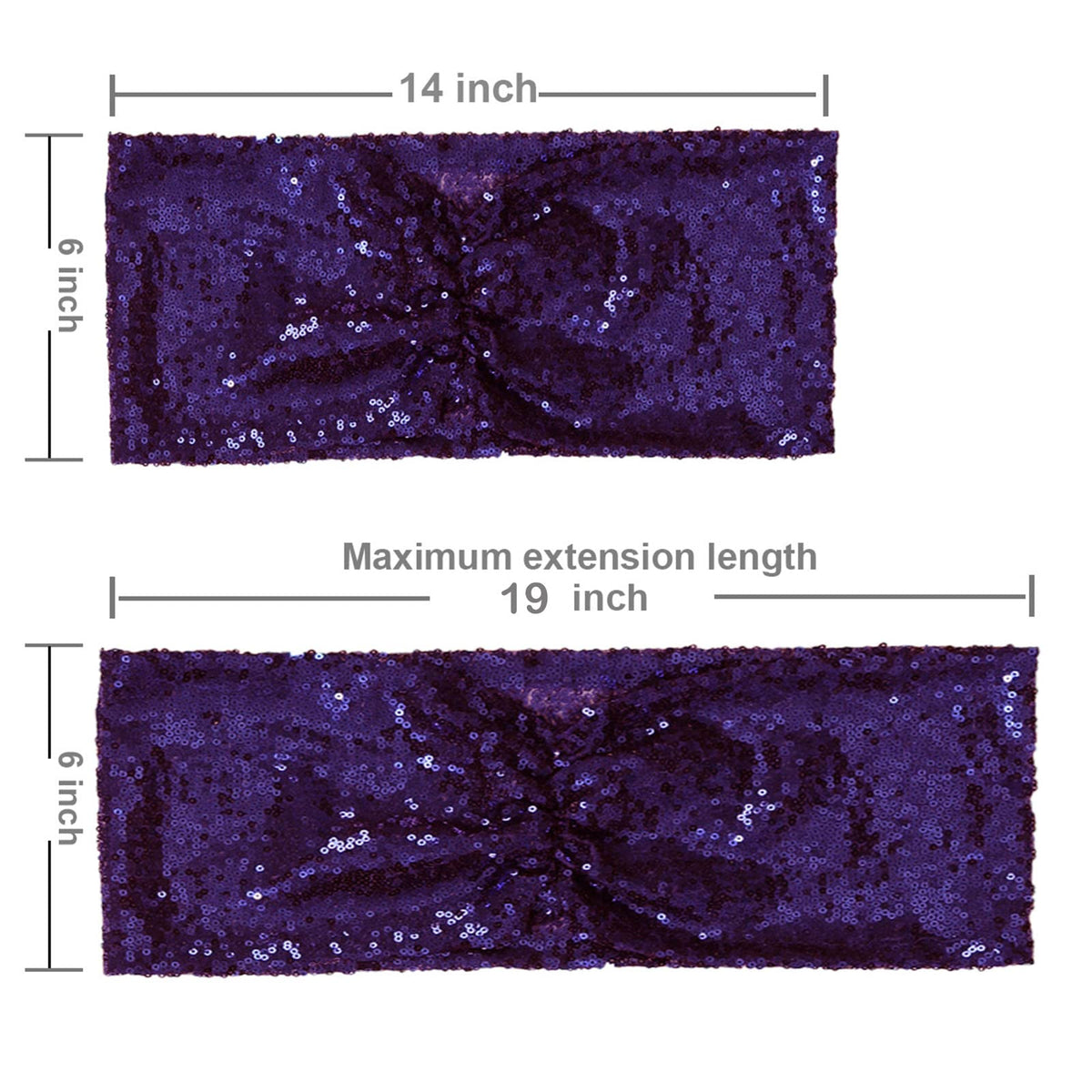 Eternal Beauty Pack of 50 Purple Chair Sashes Band Bows Sequin Chair Sashes for Wedding Cover Decorations
