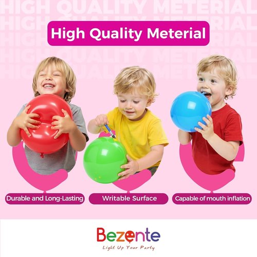 Bezente Pastel Pink Latex Party Balloons - 30 Pack of 18-Inch Large Round Balloons for Celebrations
