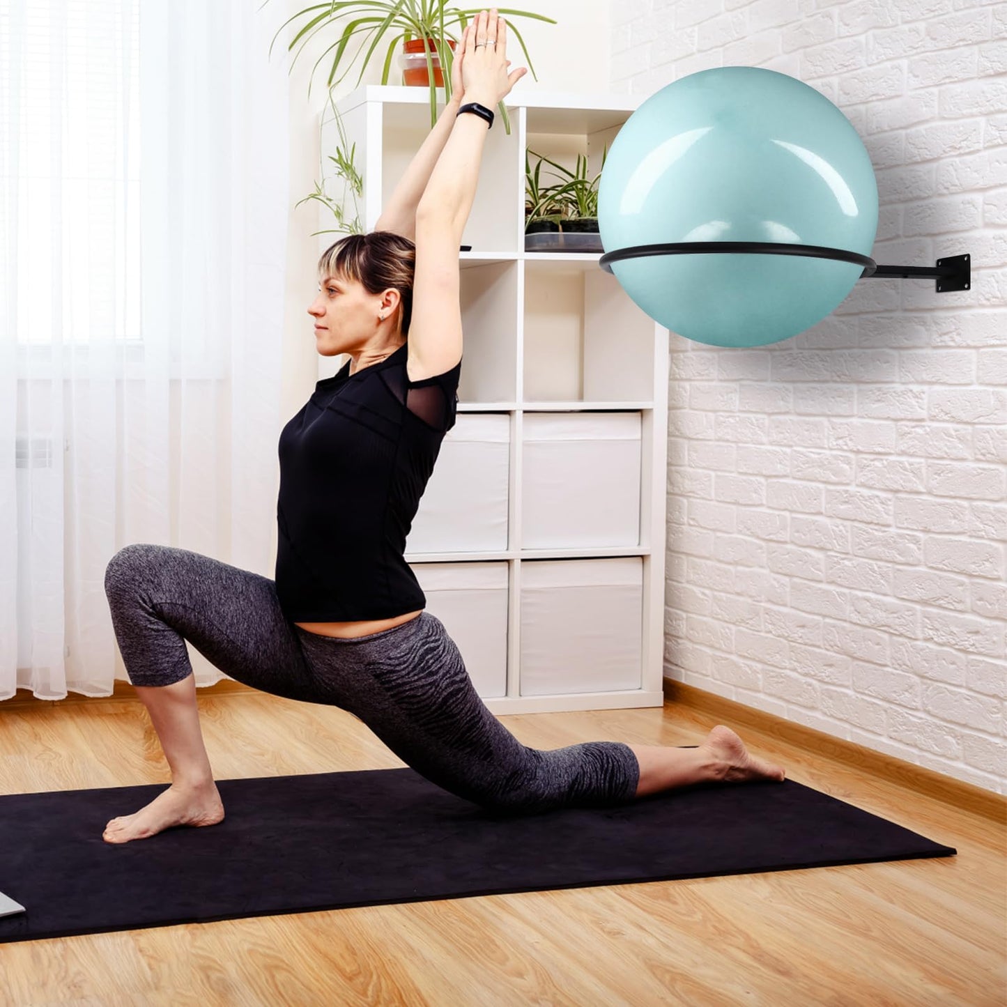 Large Stability Ball Storage Rack Exercise Dall Wall Holder Yoga Studio Gym Exercise Ball and Equipment Organizer（3 pcs）