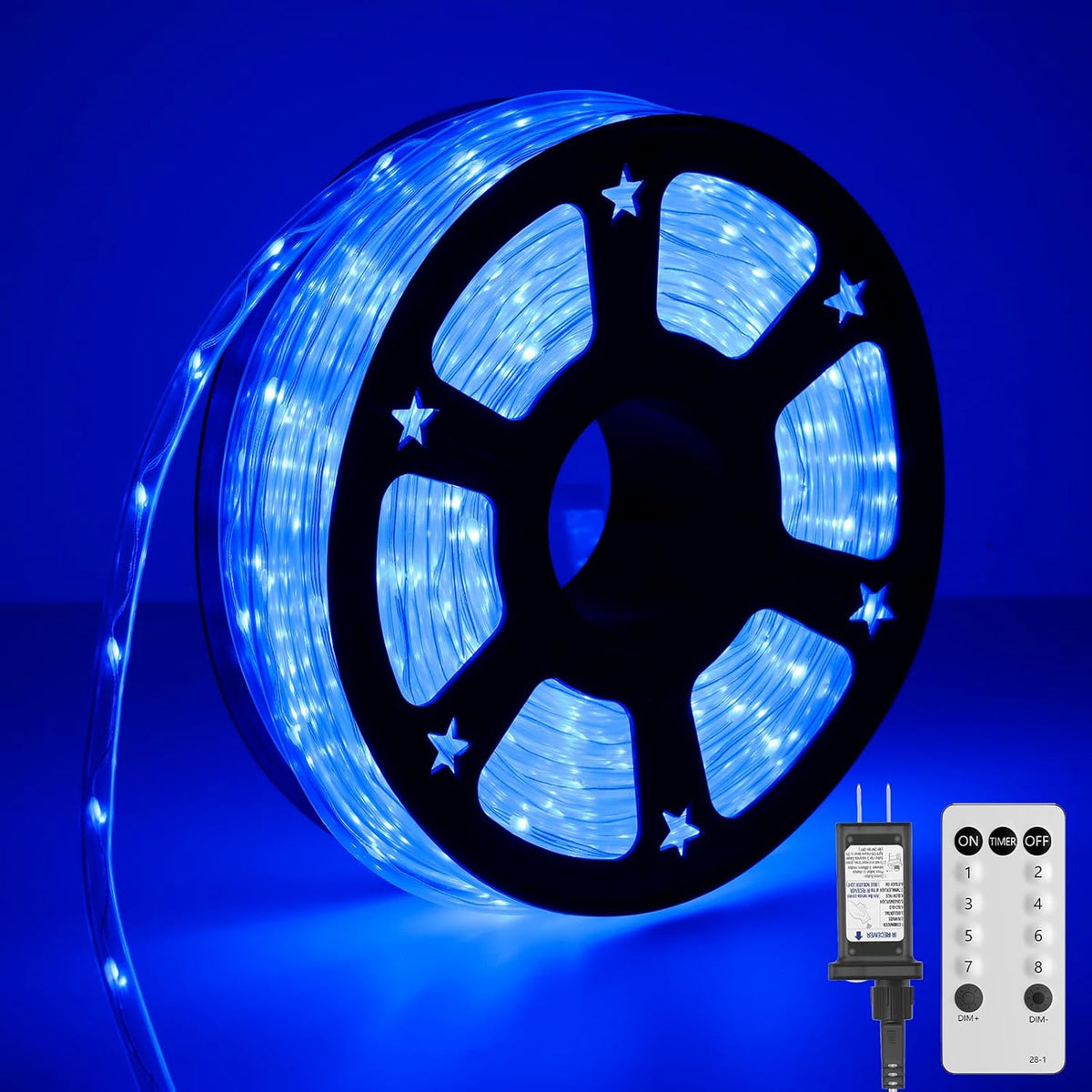 720 LED Rope Lights by [Brand Name] - 100Ft Waterproof Outdoor Lights with Remote, 8 Modes & 4 Brightness Levels | Blue