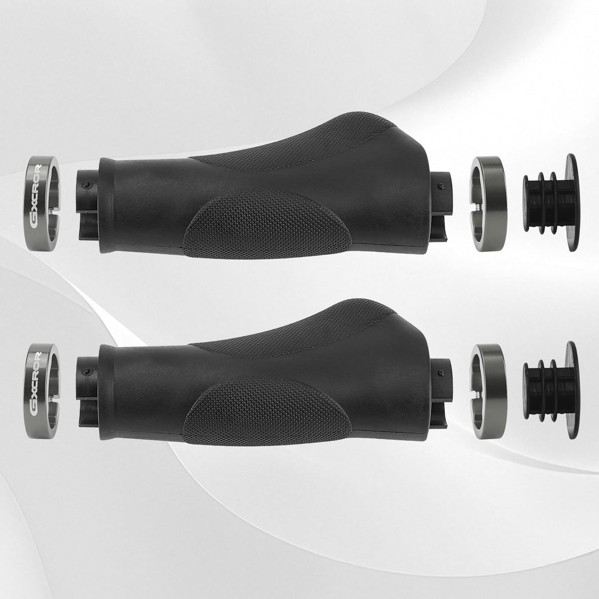 GXCROR Ergonomic Bike Grips with Anti-Slip Dot Design | Shock-Absorbing Rubber Handlebar Grips for Mountain Bikes | 130mm Locking MTB Grips