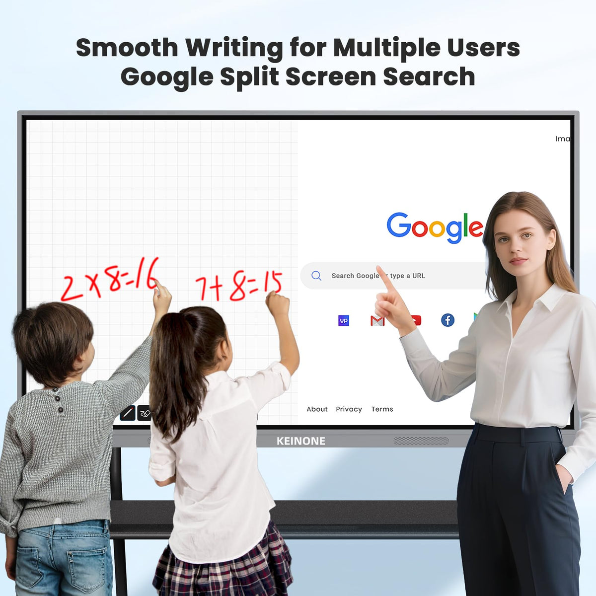 KEINONE 55'' 4K Smart Board, Android 14 OS 8+128 GB Interactive Whiteboard, Electronic Digital Whiteboard with Open App Ecosystem, Touchscreen Smart Board for Home, Office and Classroom, Gray