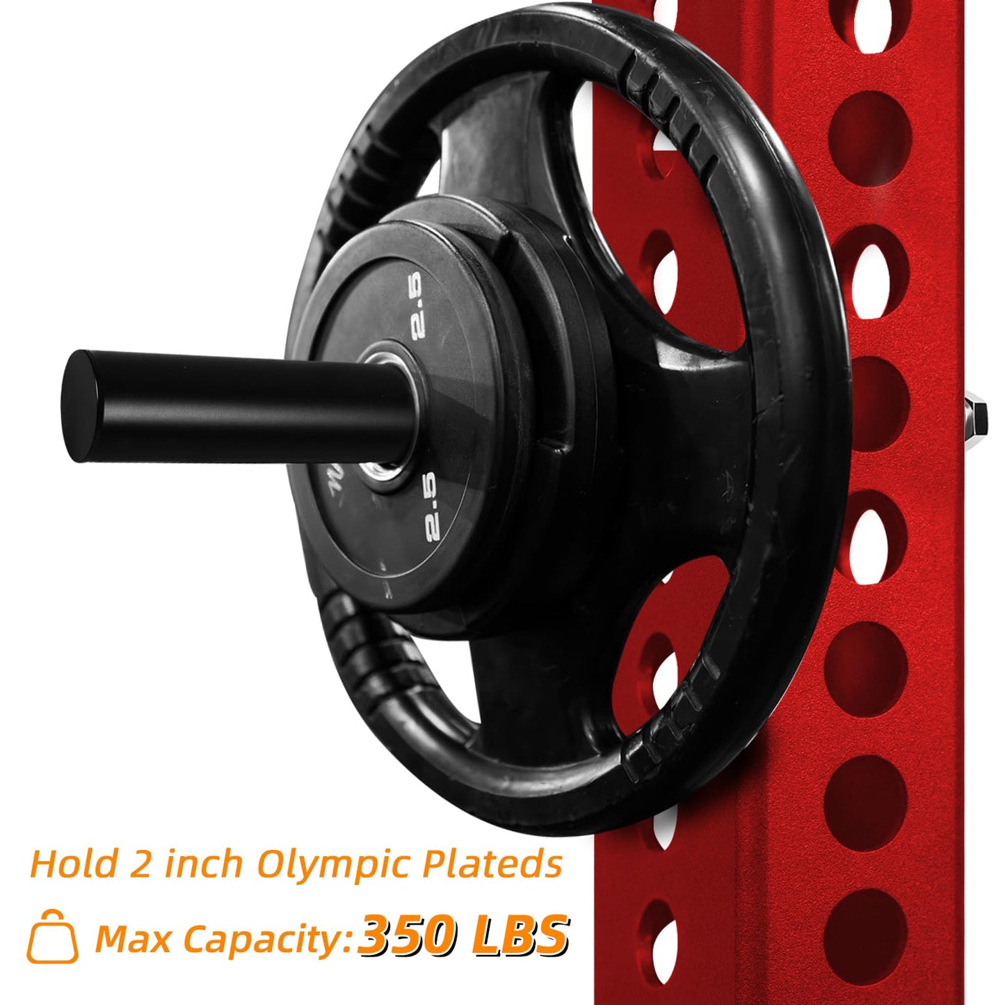 Weight Plate Holder for Power Rack Attachment, Squat Rack Weight Storage for 2 inc Olympic Weight,Compatoble with 2x2, 2x3, 3x3 Power Cage, Fit 1"and 5/8" Hole (Holder for 1 inch hole-2P)