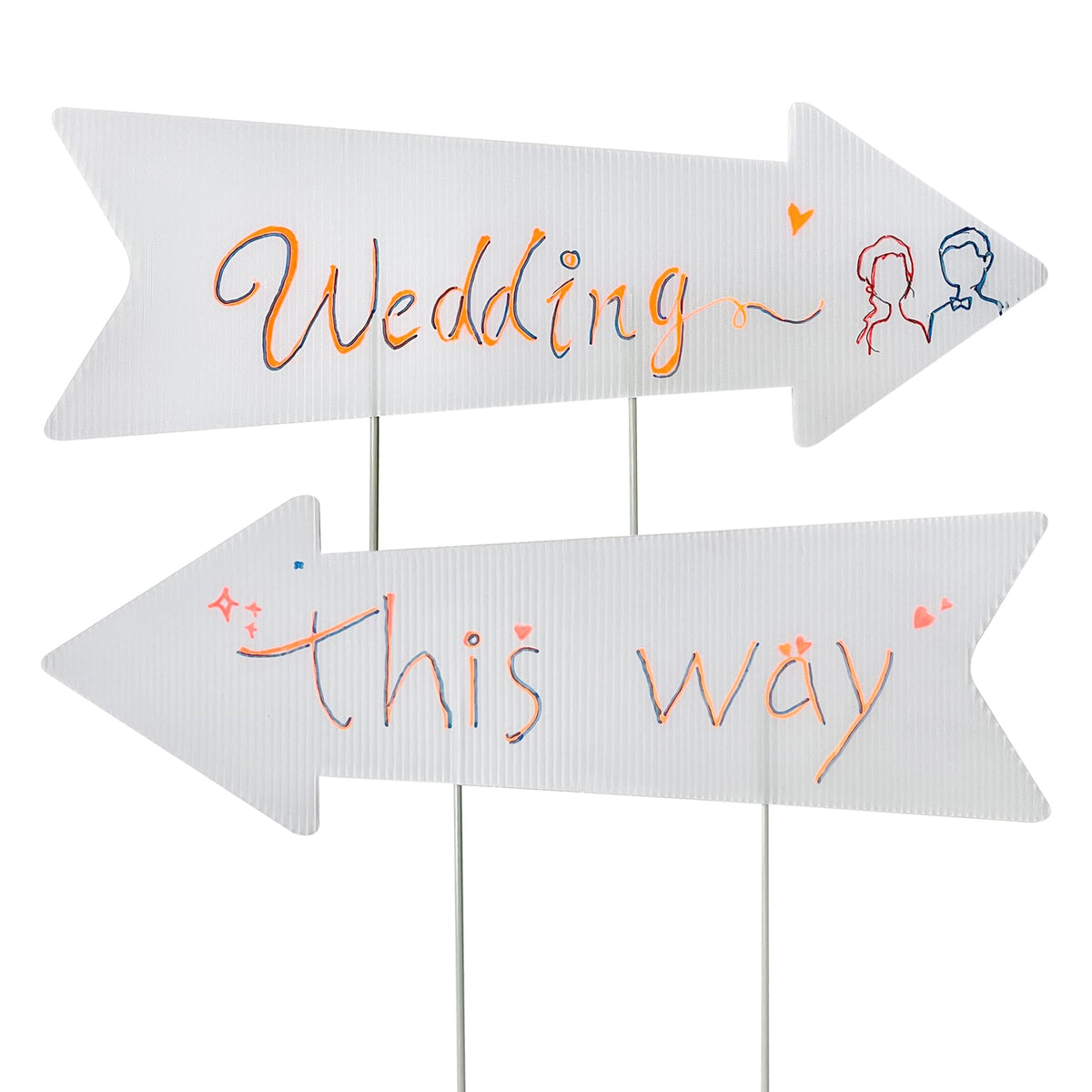 Blank Arrow Signs With Stakes 6 Pack - 17 x 6 Inches Wedding Directional Yard Signs, This Way Arrow Birthday Party Signs