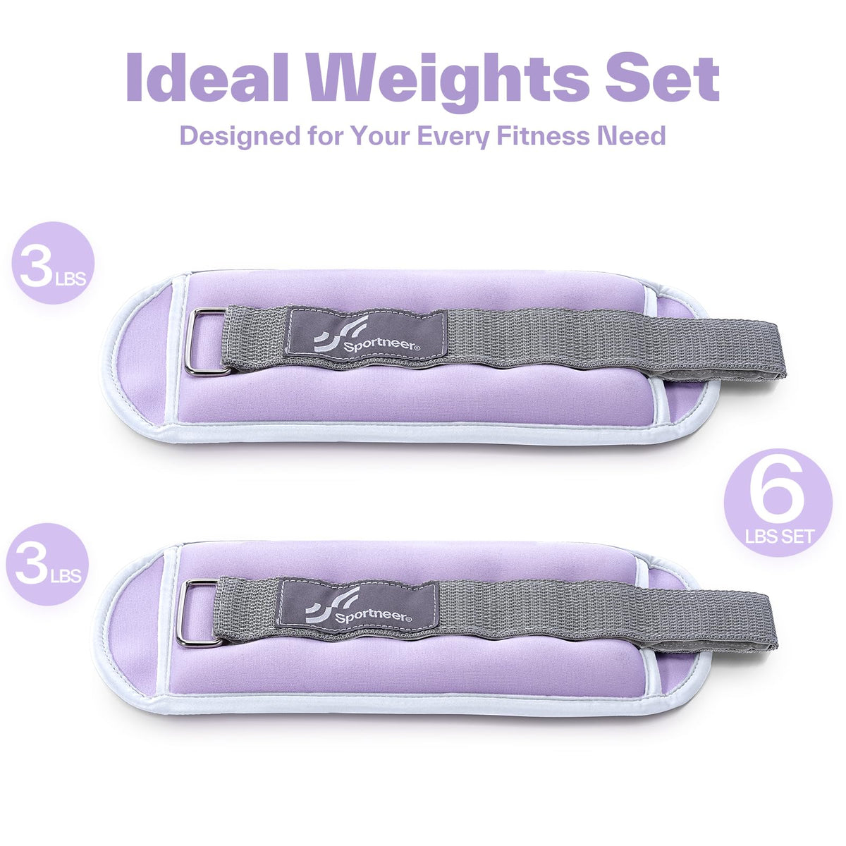 Sportneer Ankle & Wrist Weights with Reflective Straps for Women, Men & Kids – 1/2/3/4/5/10 lb Weighted Weights for Strength Training, Walking, Running, Pilates, Physical Therapy, Leg & Arm Workouts