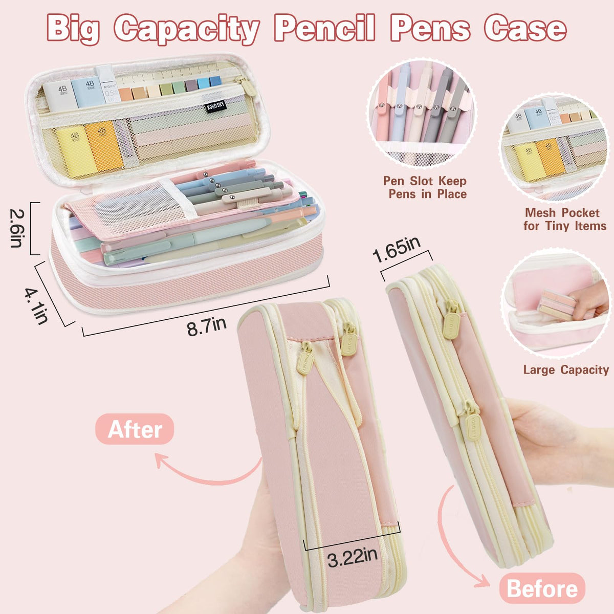 HRFGWDD 52 PCS Aesthetic School Supplies with Highlighters, Mechanical Pencils, Color Ink Gel pens, Pencil Case, Bible Study Supplies, Pens Pencils and Highlighters Set, Stationary Set for Student