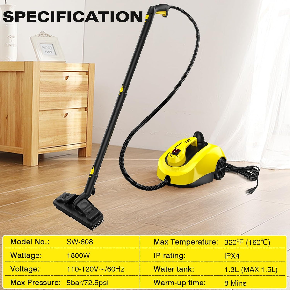 TVD Steam Cleaner - Powerful Home Steamer with 26 Accessories & 5M Extra-Long Power Cord