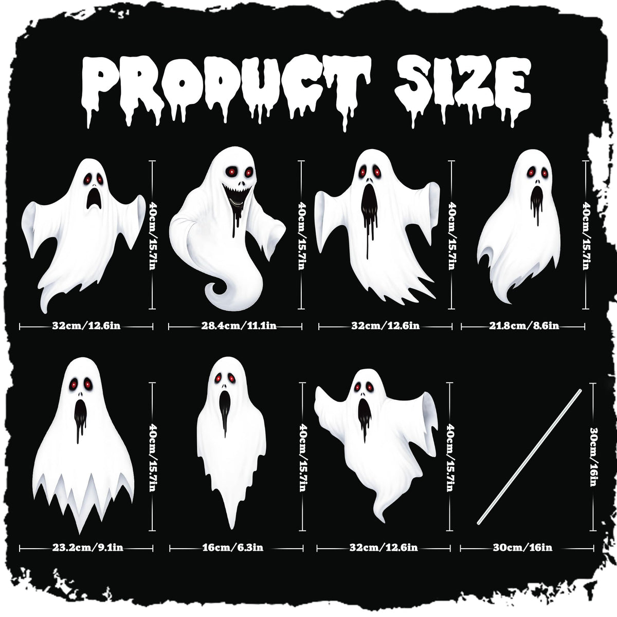 7 Pack Ghost Halloween Yard Signs, Large Halloween Yard Decorations with Stakes, Waterproof Scary Outdoor Holiday Ghost Decor for Yard Lawn Garden, 16” Big Size