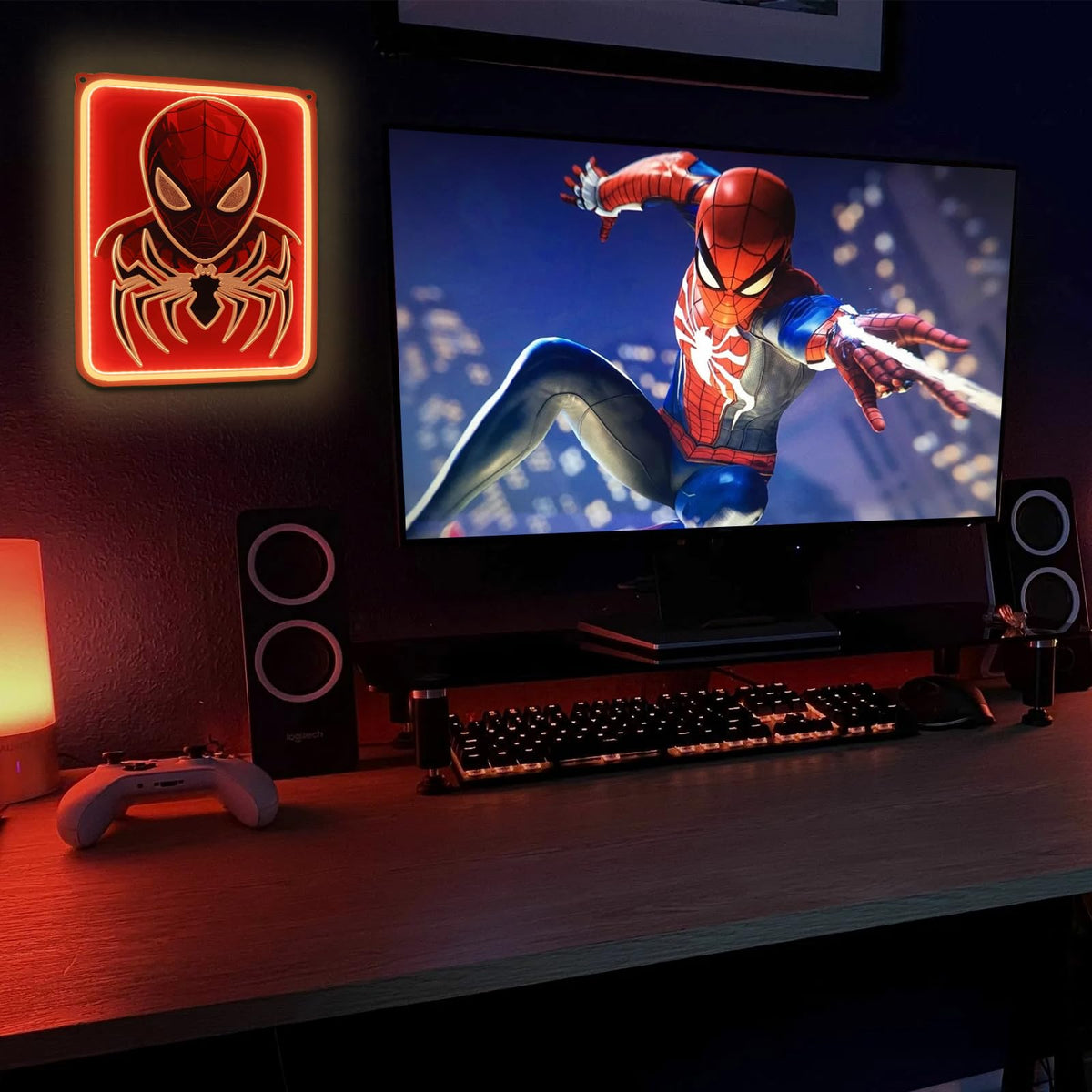 FRIFUN Spider Anime Neon Sign Led Light Up Sign Spiderman Neon Signs For Game Room Man Cave Bar Kids Bedroom Wall Decor Fun Birthday Gift
