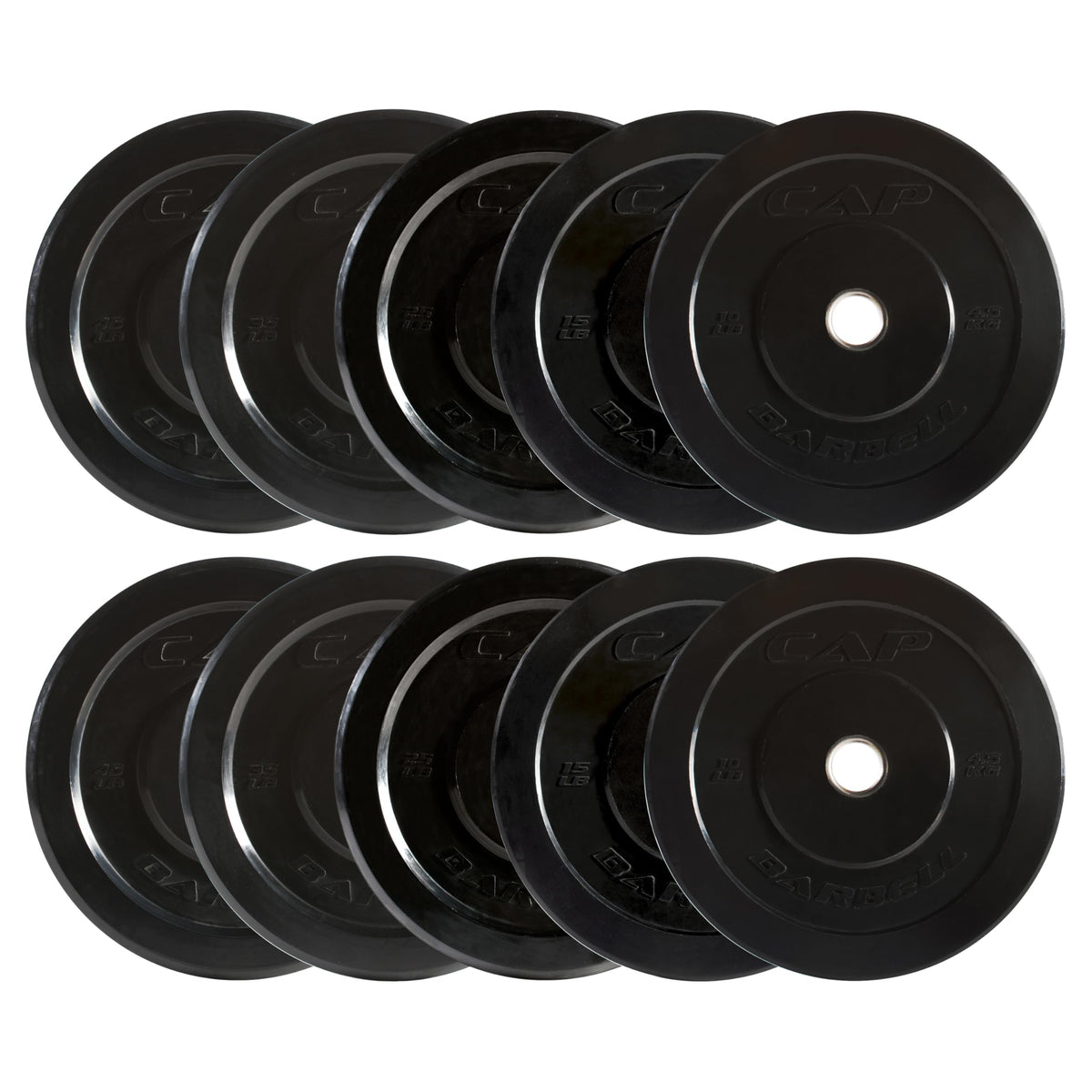 CAP Barbell 260 lb Elite Olympic Bumper Plate Set, Black