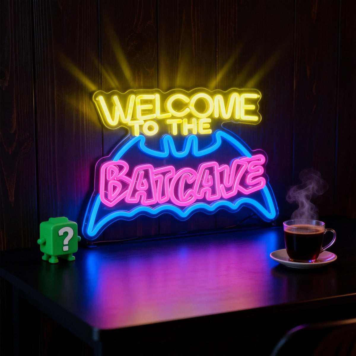 Bat Cave Neon Sign for Wall Decor - Dimmable LED Neon Light for Man Cave, Gamer Room, Bedroom, Dorm - Cool Hero Inspired Wall Art & Gift - 16.5 x 11 Inches, USB Powered