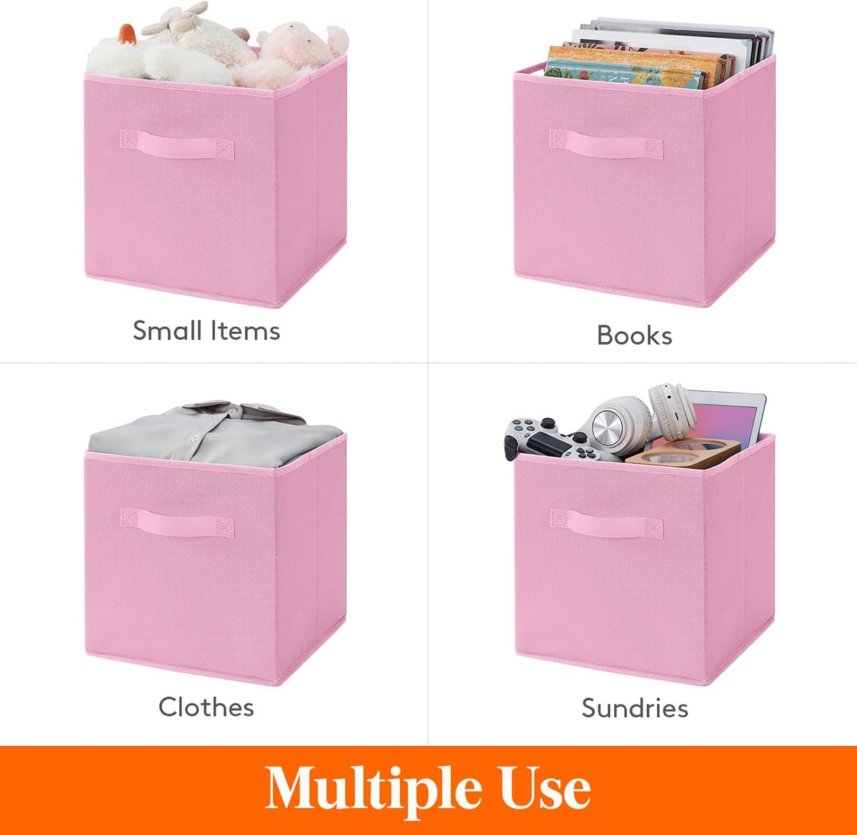 Lifewit Storage Cubes - Foldable Decorative Fabric Baskets for Home Organization | 11-Inch Pink, 12-Pack