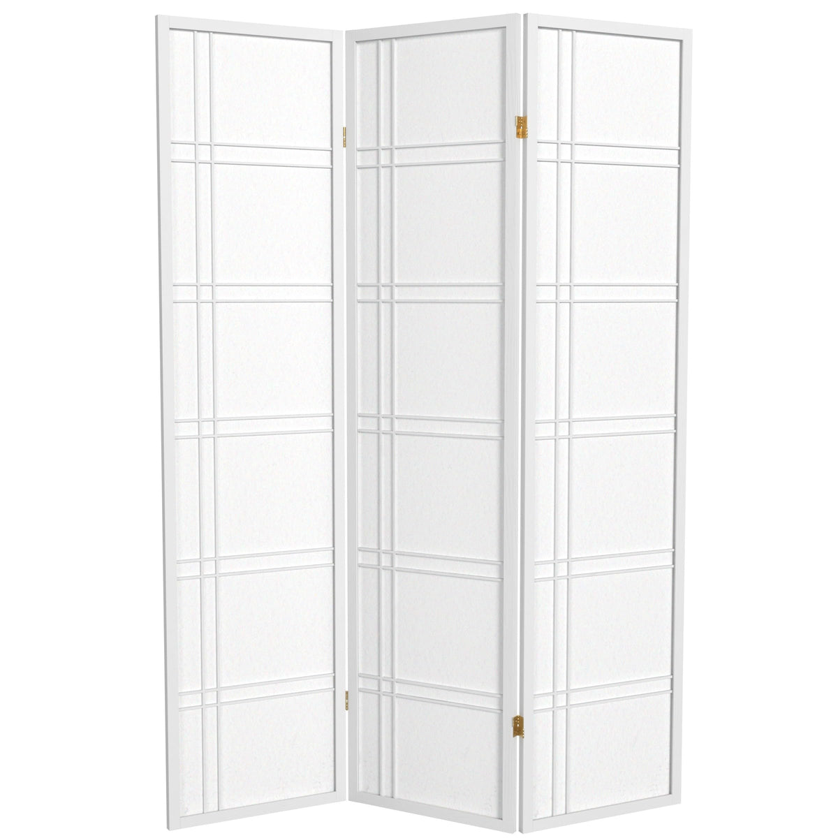 Red Lantern 6 ft. Tall Double Cross Shoji Screen - White - 3 Panels