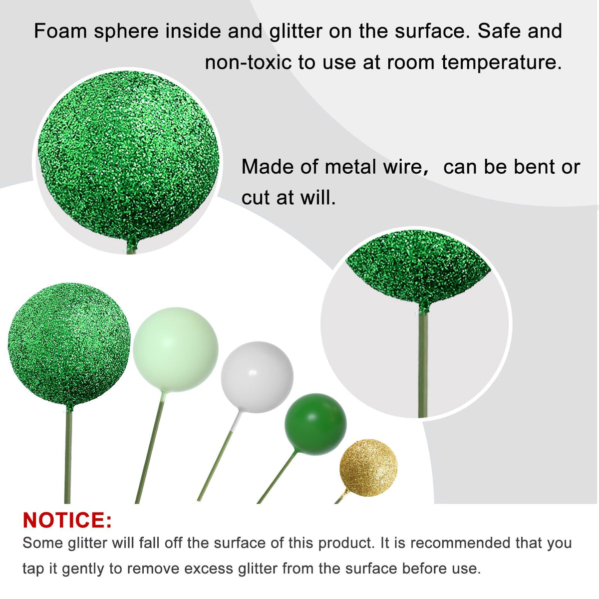100 Pcs Green and Pink Ball Cake Topper Decorations for Witch Theme Party Birthday Party Cake Decorations